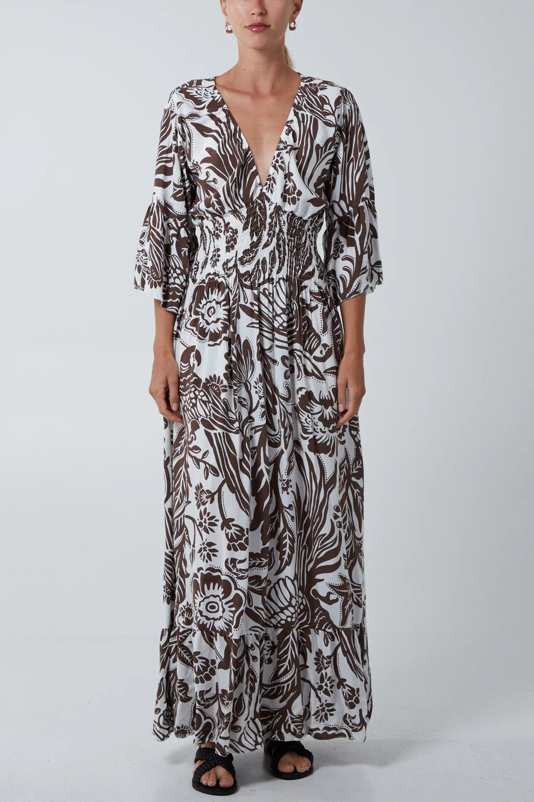 Olivia Shirred Waist Floral Maxi Dress