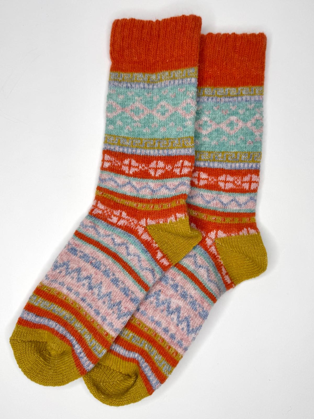 Hygge Cosy Alpaca Blend Fairisle Style Socks - 5 Colours