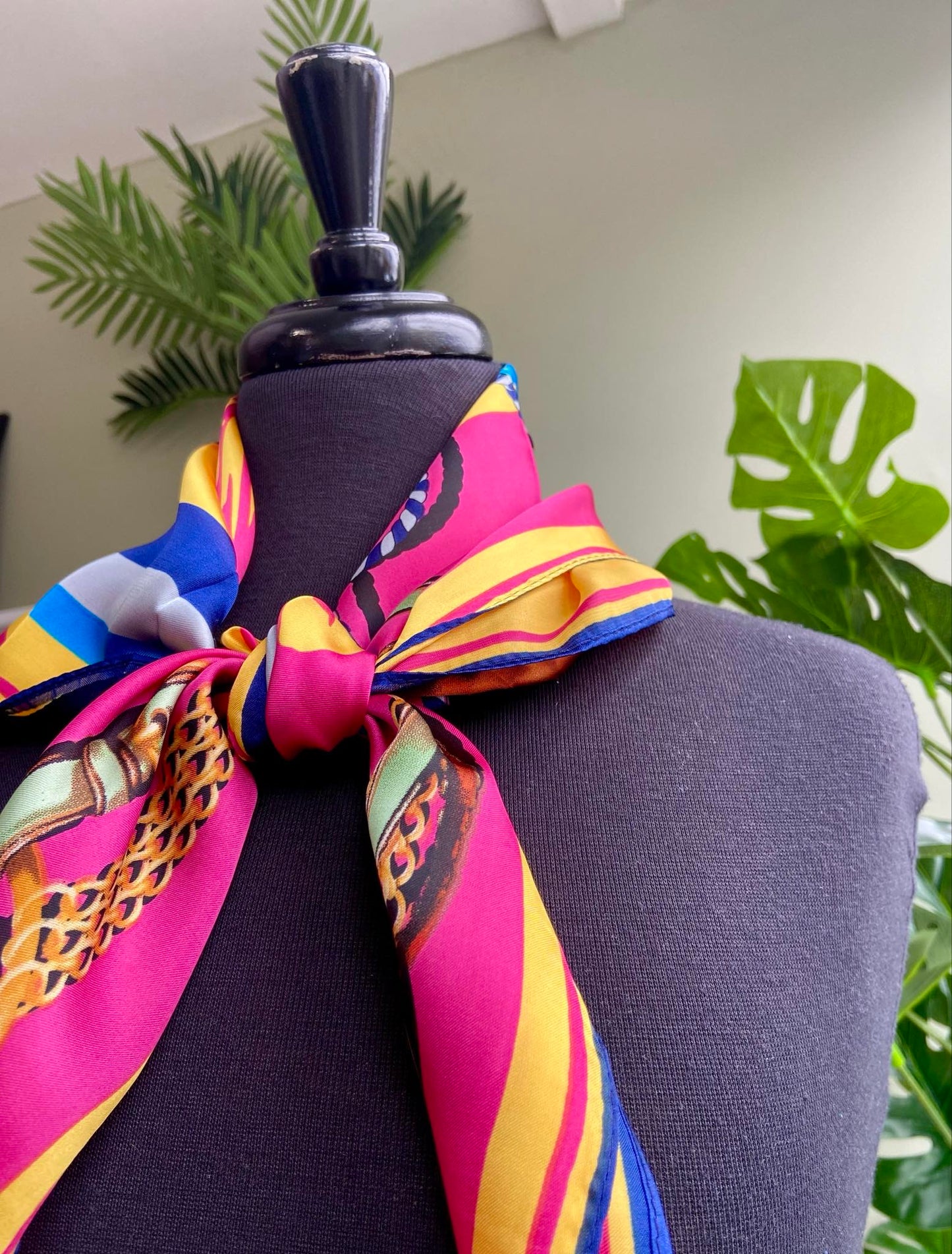 Charlotte Small Silk Mix Square Scarf - Pink Equestrian Design