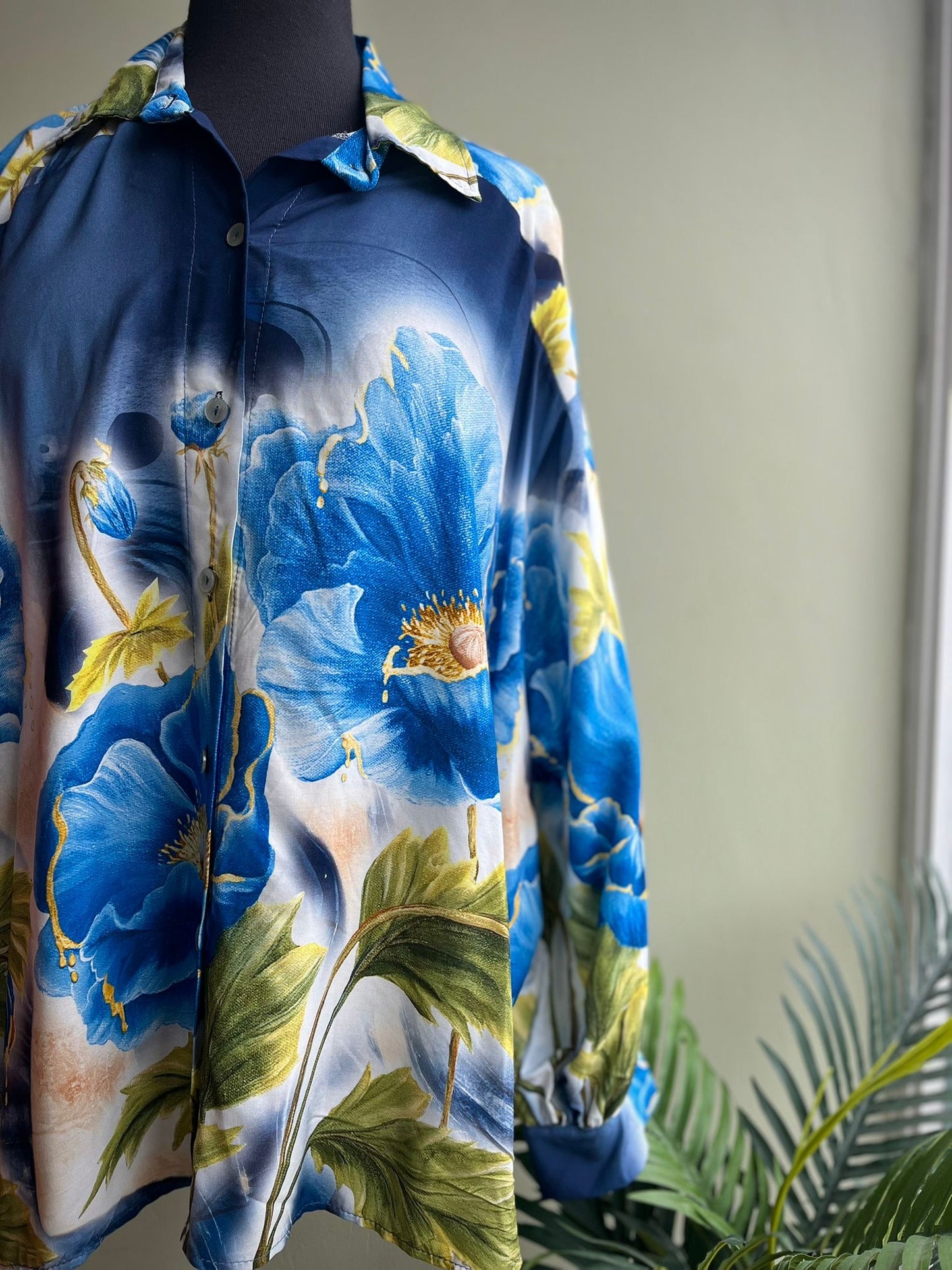 Tamarisk Curve Tropical Floral Print Shirt - Orange Or Blue