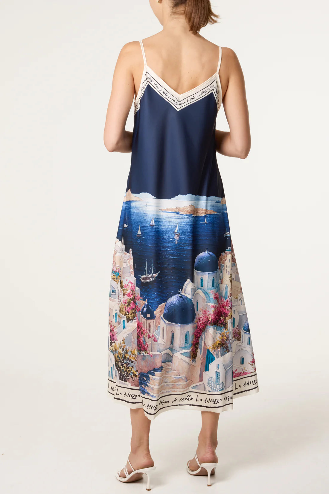 Santorini Print Satin Sun Dress