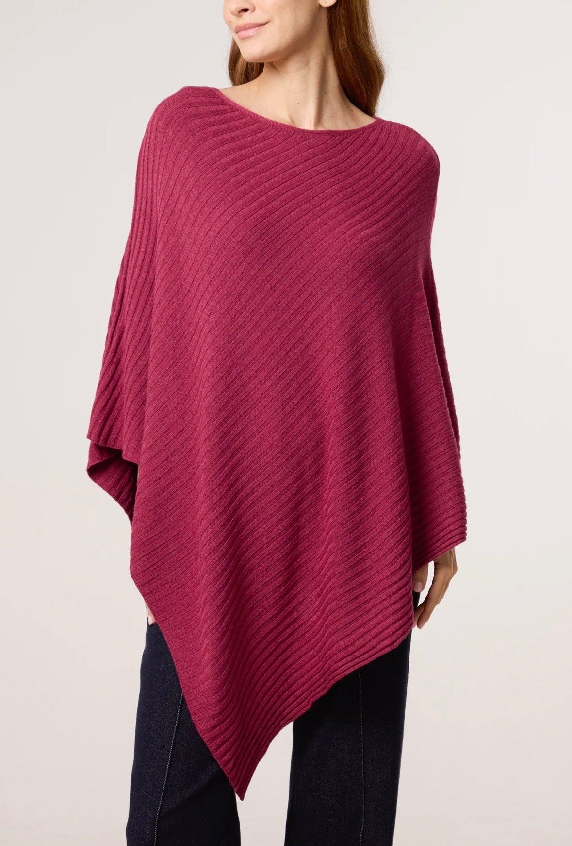 Annie Ribbed Asymmetric Poncho