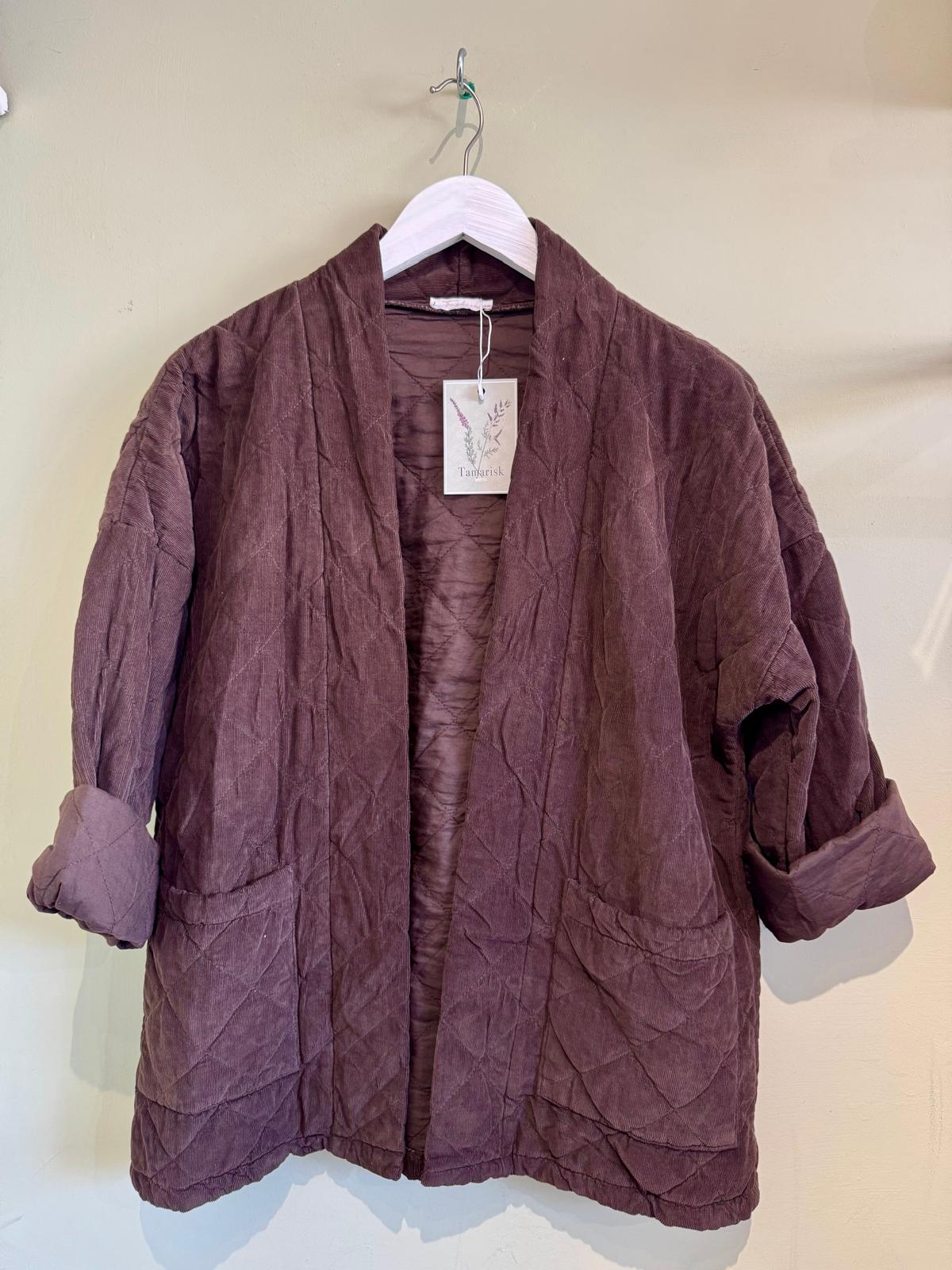 Celia Short Quilted Needlecord Kimono Jacket - 5 Colours