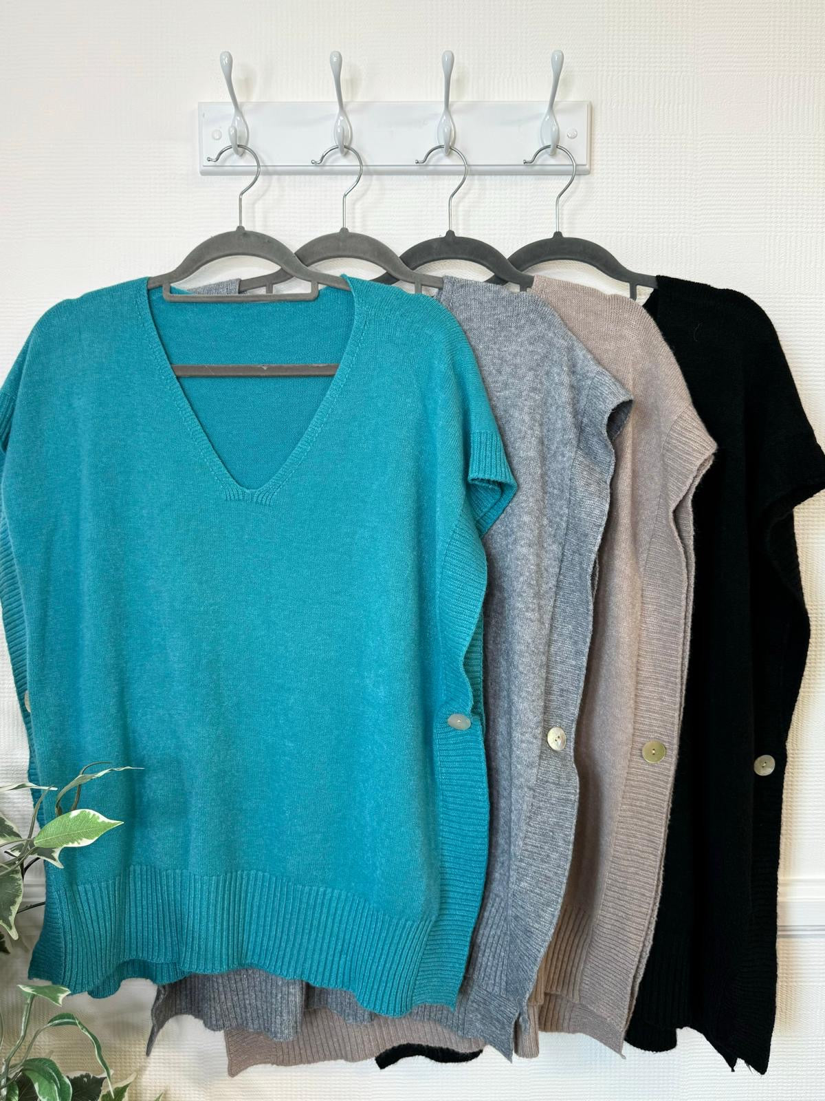 Jessica Side Button Tank Top/Poncho - Assorted Colours