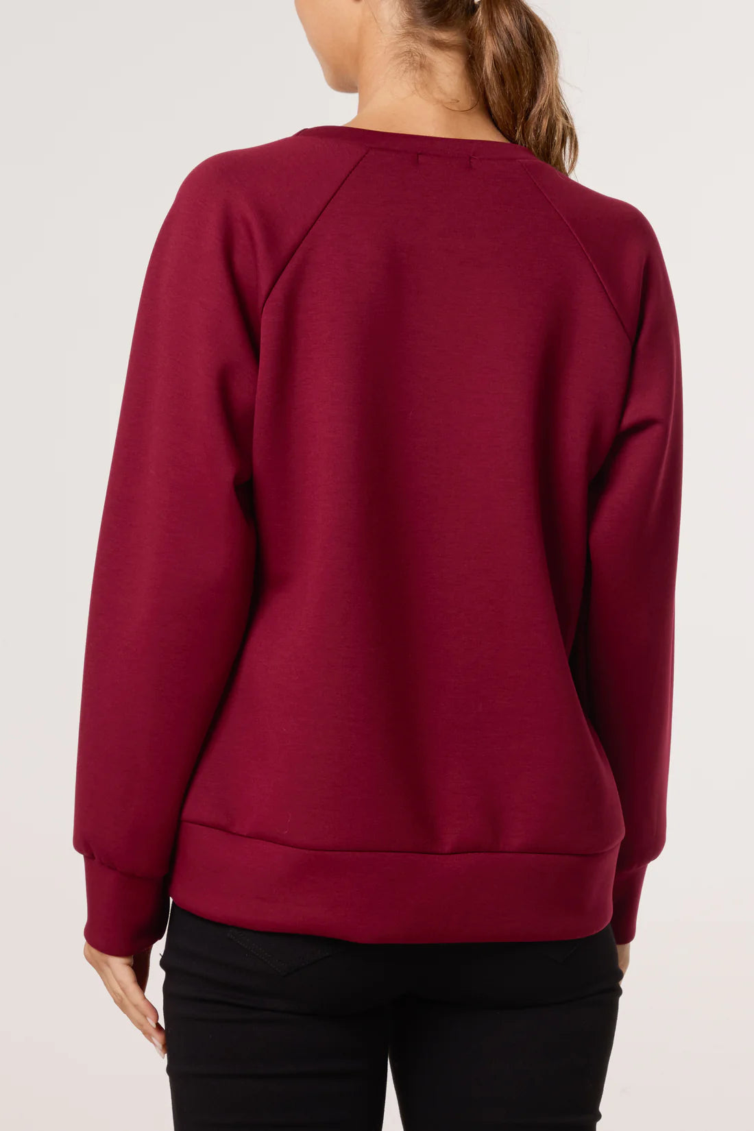 Burgundy Wine Diamanté Bow Sweatshirt