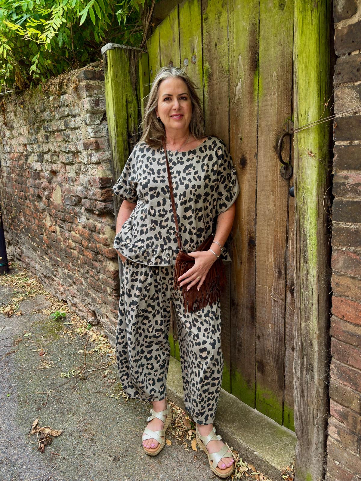 Sylvie Cotton Jersey Leopard Print Top