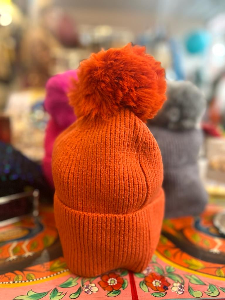 Cuddly Faux Fur Pom Pom Hat - 6 Colours