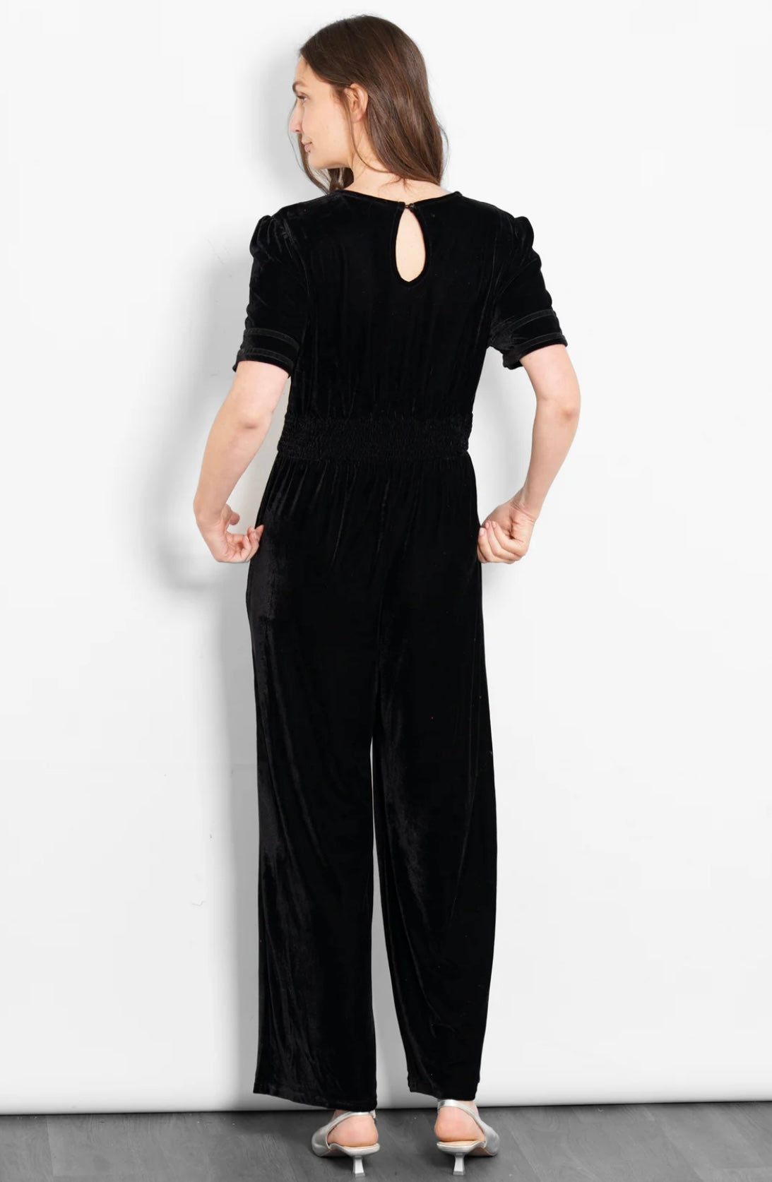 Portia Black Wide Leg Velvet Jumpsuit