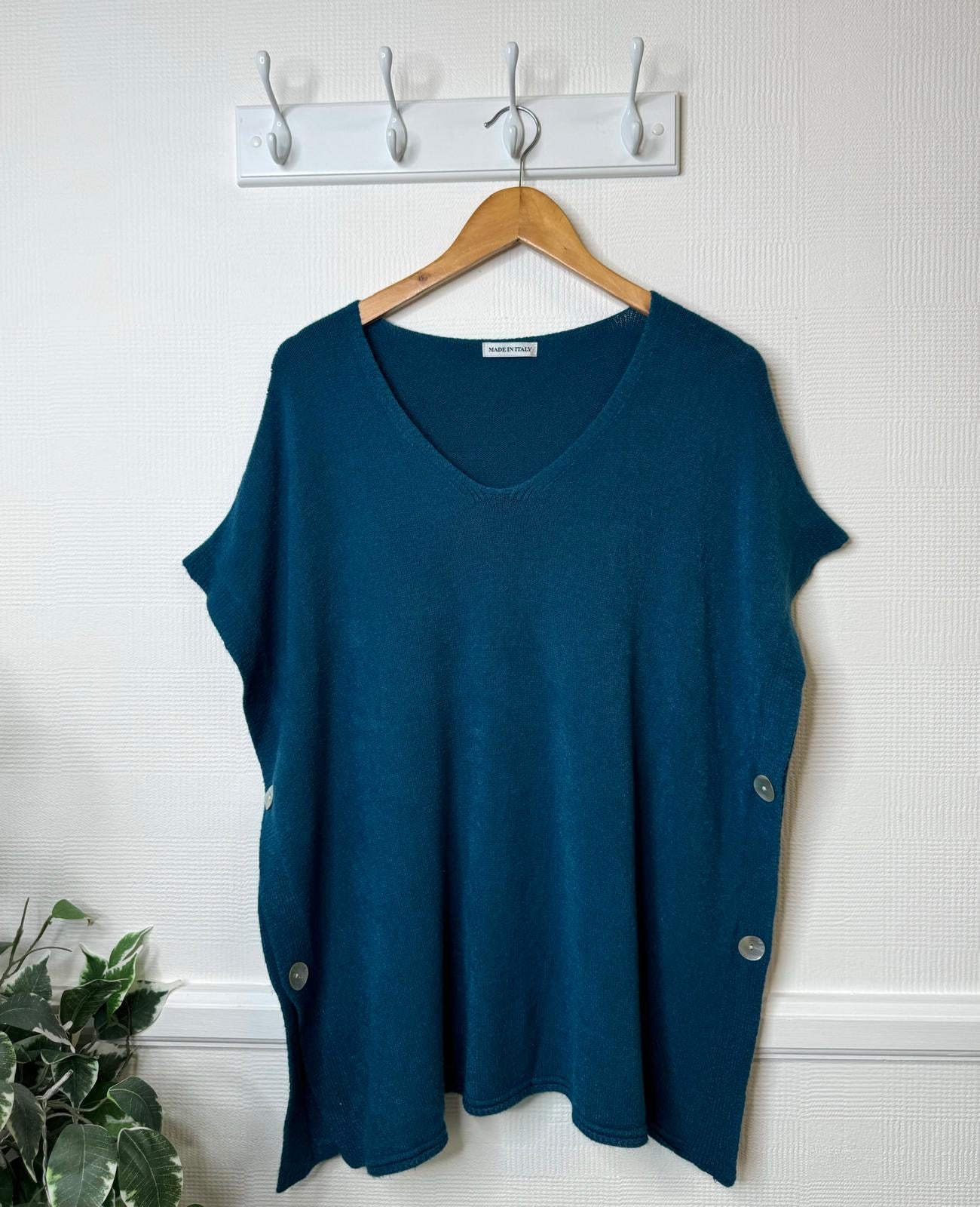 Jessica Side Button Tank Top/Poncho - Assorted Colours
