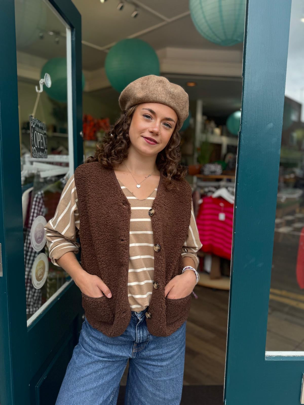 Ally Borg Gilet Waistcoat - Chocolate Brown Or Olive Green