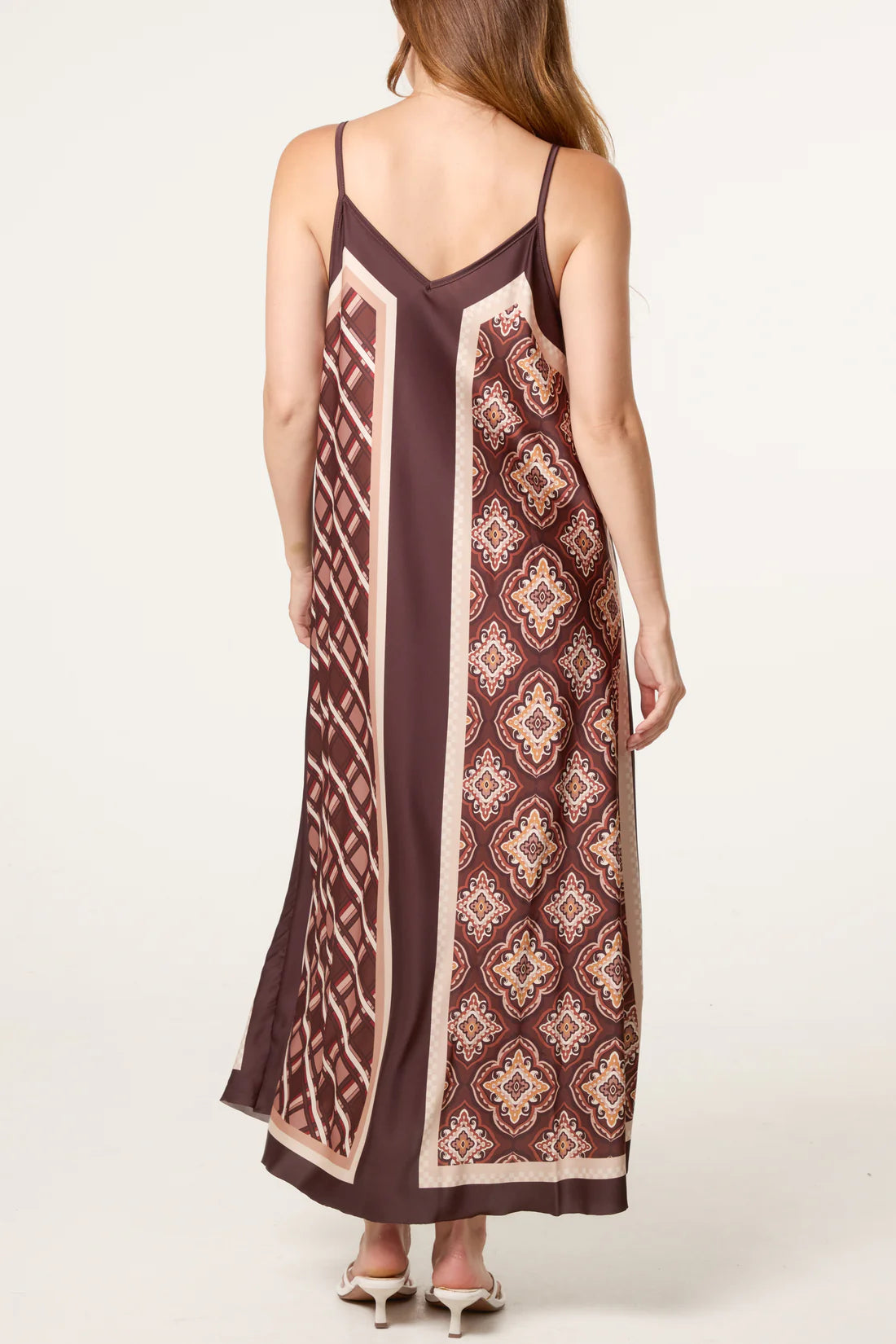 Maria Reversible Scarf Print Satin Slip Dress