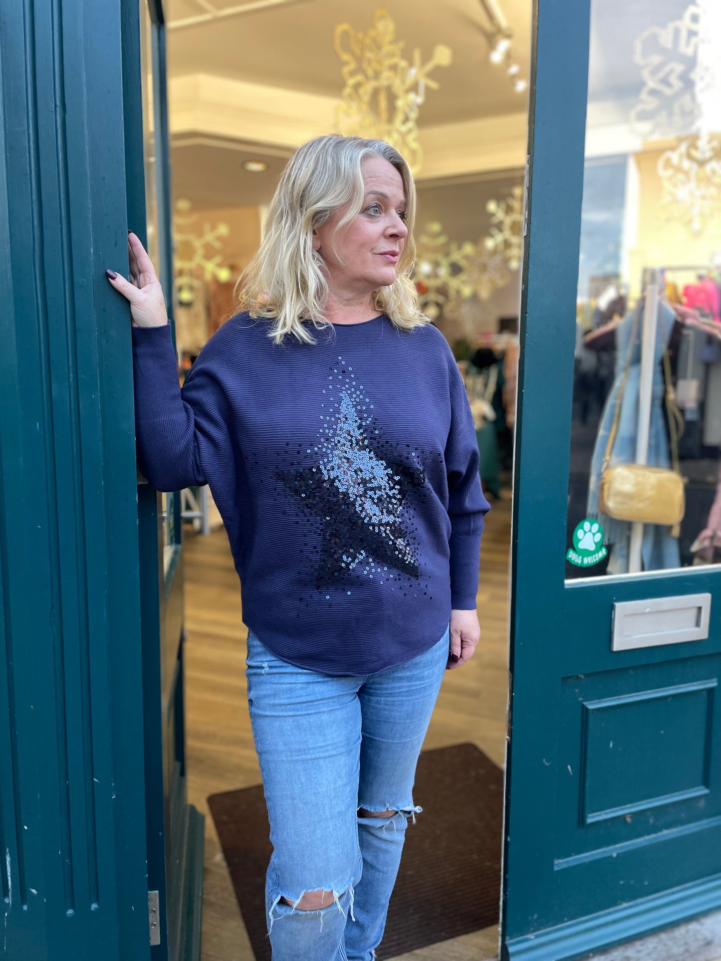 Ellie Sequin Star Batwing Jumper