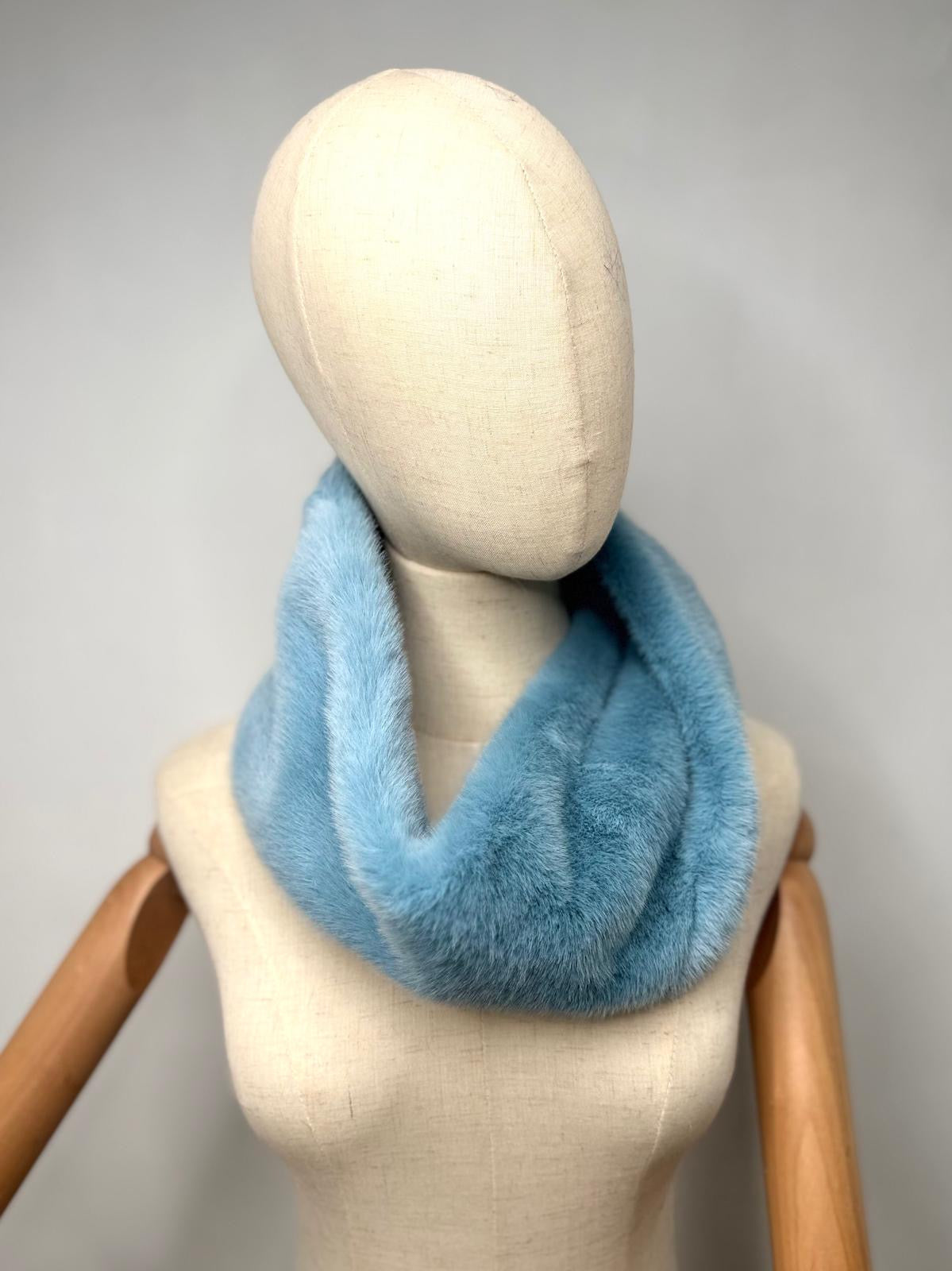Pastel blue faux fur snood