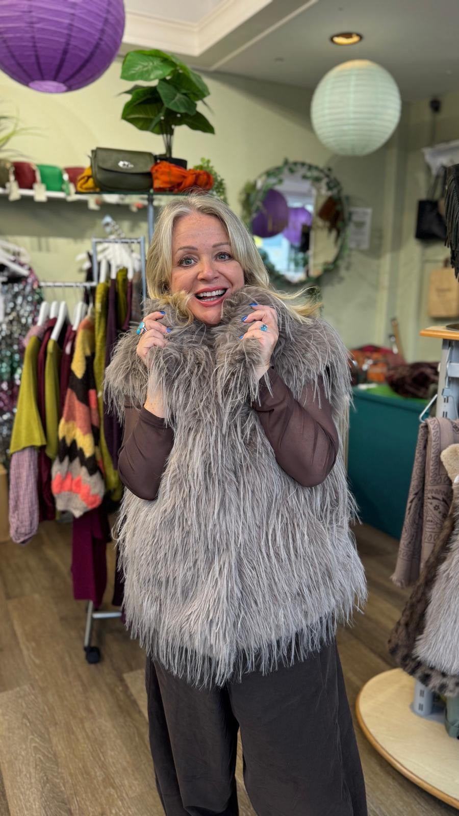 Georgie Shaggy Faux Fur Gilet