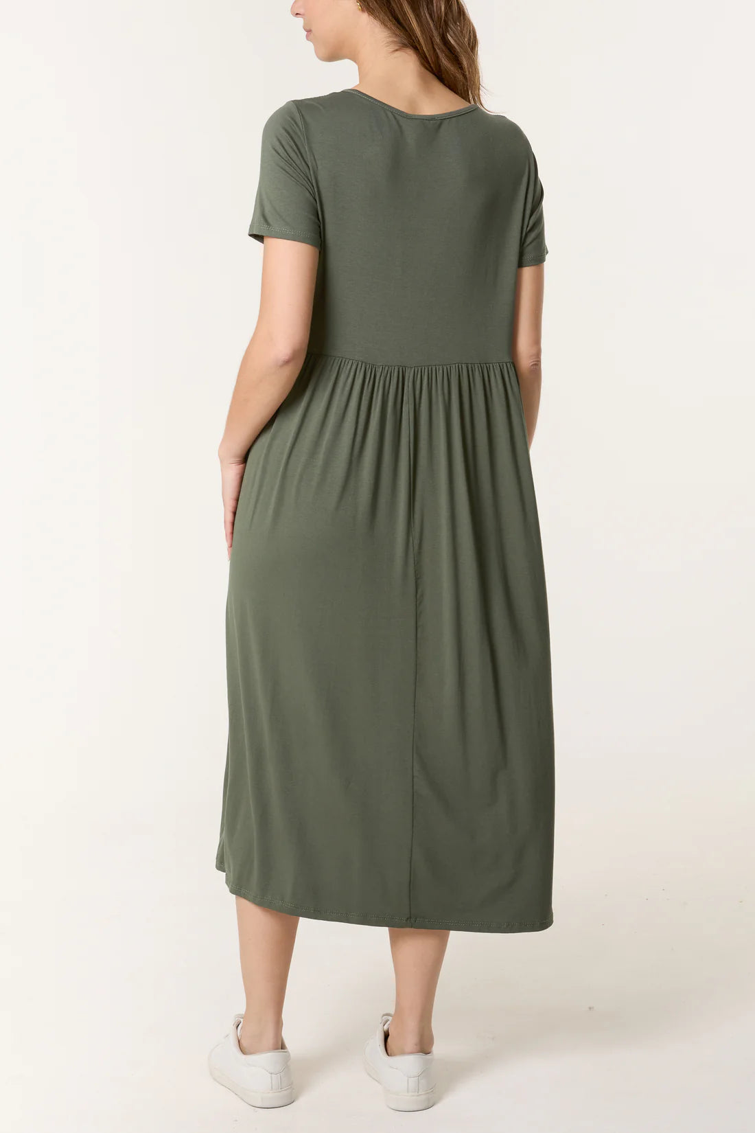 Angie Loose Jersey Midi T Shirt Dress - Black, Khaki Or Denim