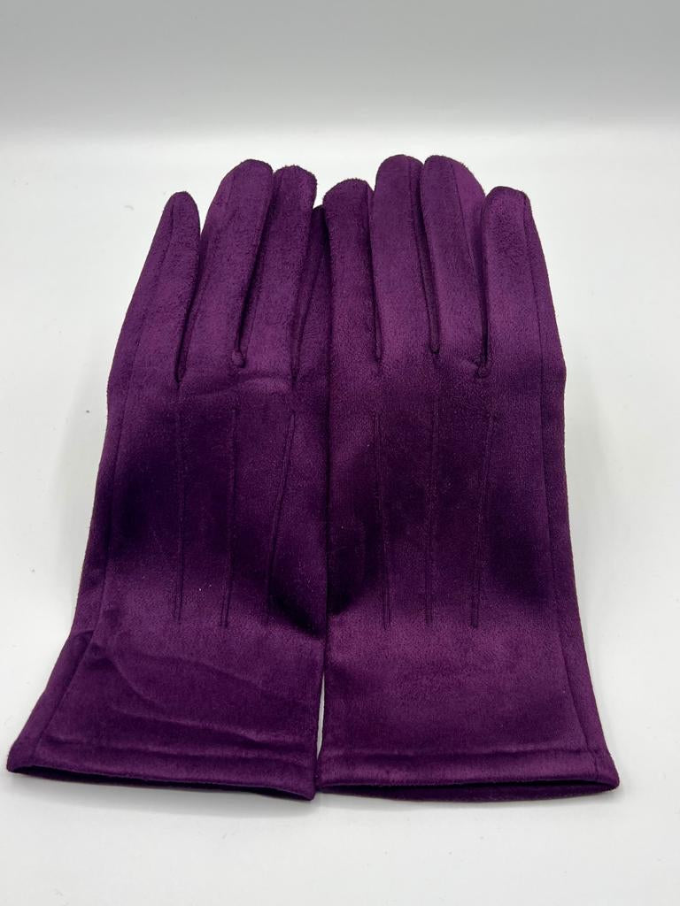 Faux Suede Plain Gloves - Assorted Colours in