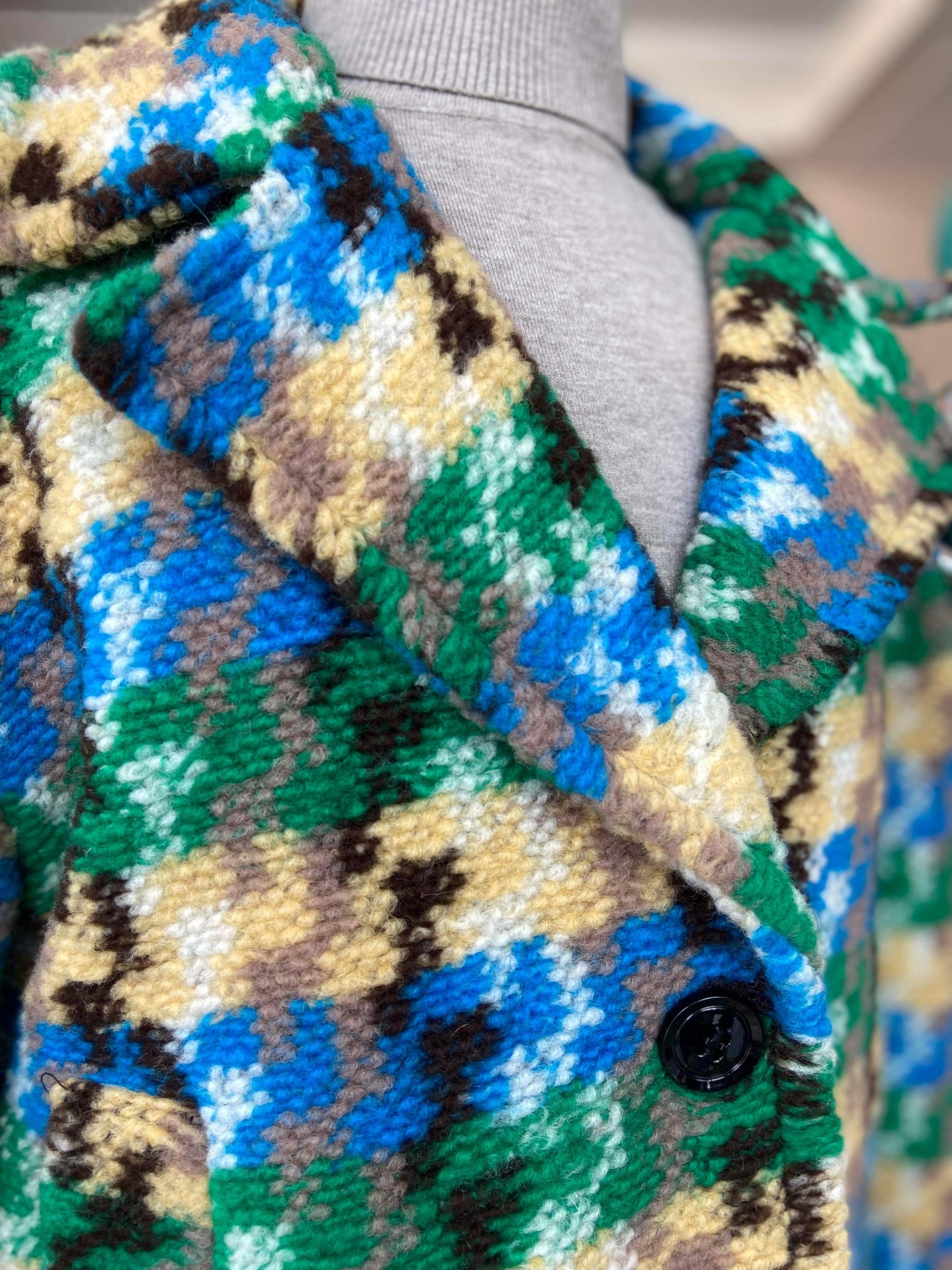 Esther Blue & Green Large Houndstooth Check Jacket