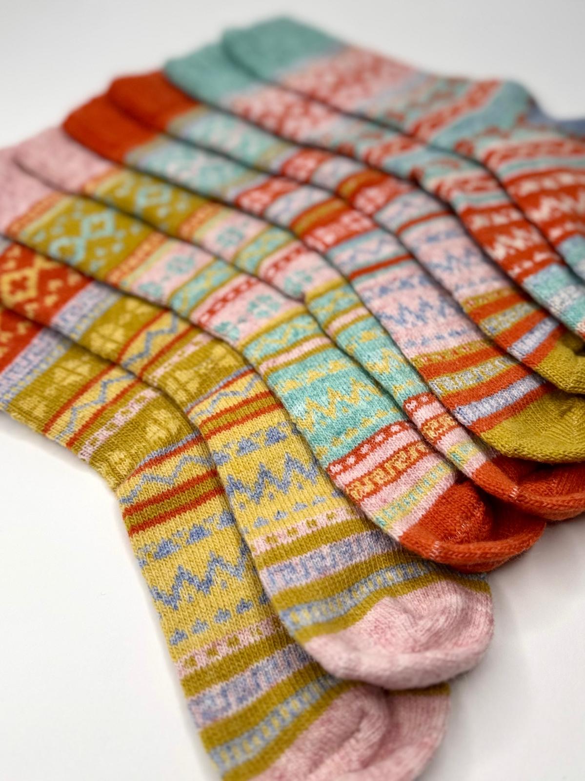 Hygge Cosy Alpaca Blend Fairisle Style Socks - 5 Colours