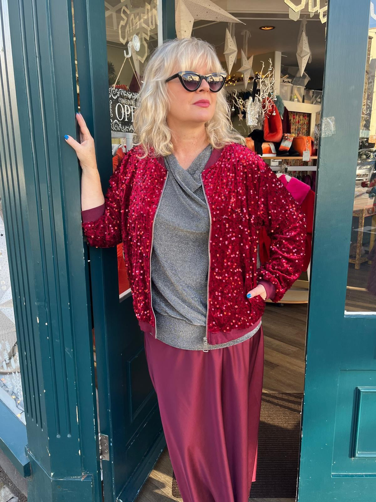 Razzle Dazzle Sequin Bomber Jacket - Red Or Black