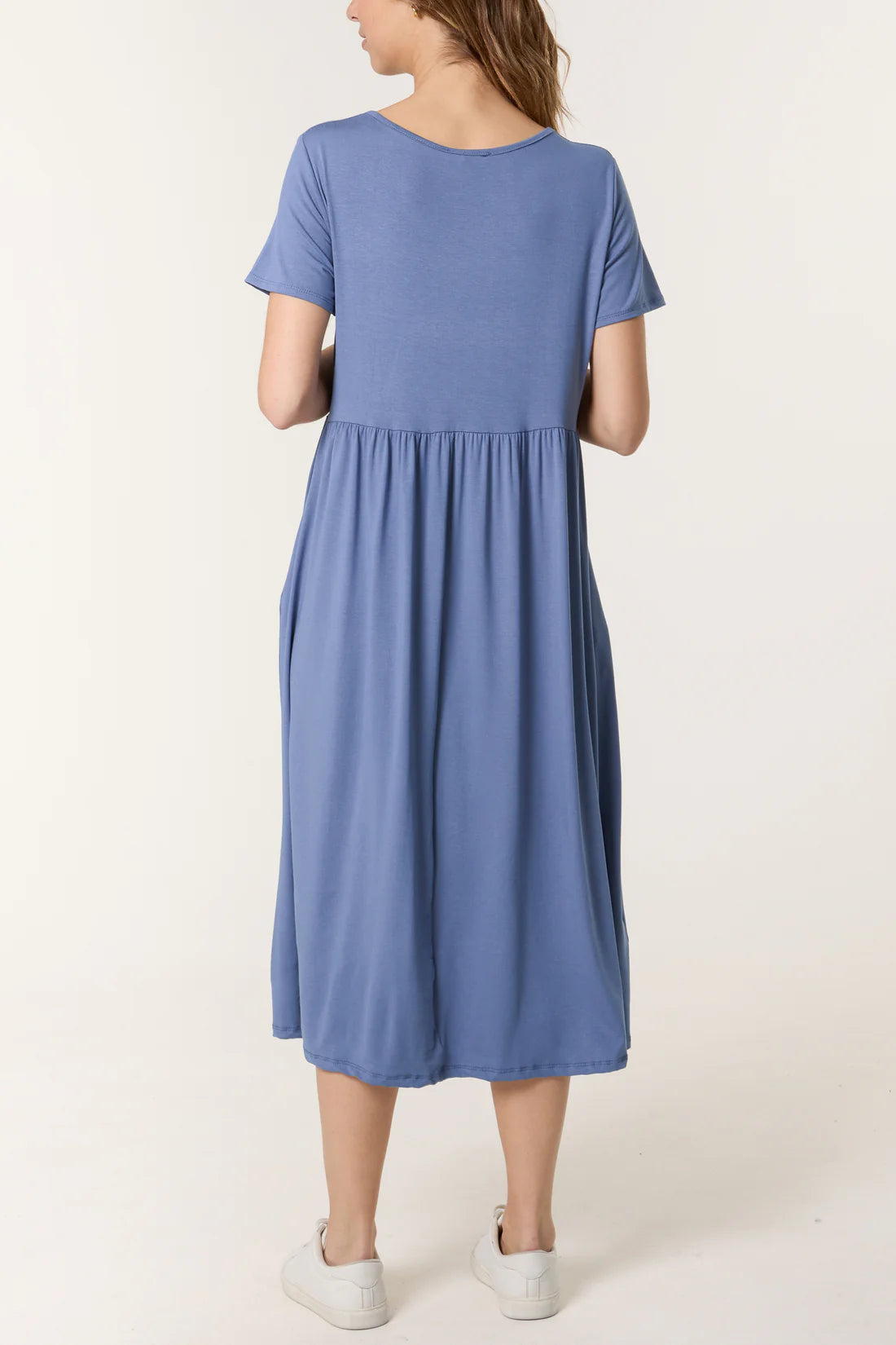 Angie Loose Jersey Midi T Shirt Dress - Black, Khaki Or Denim