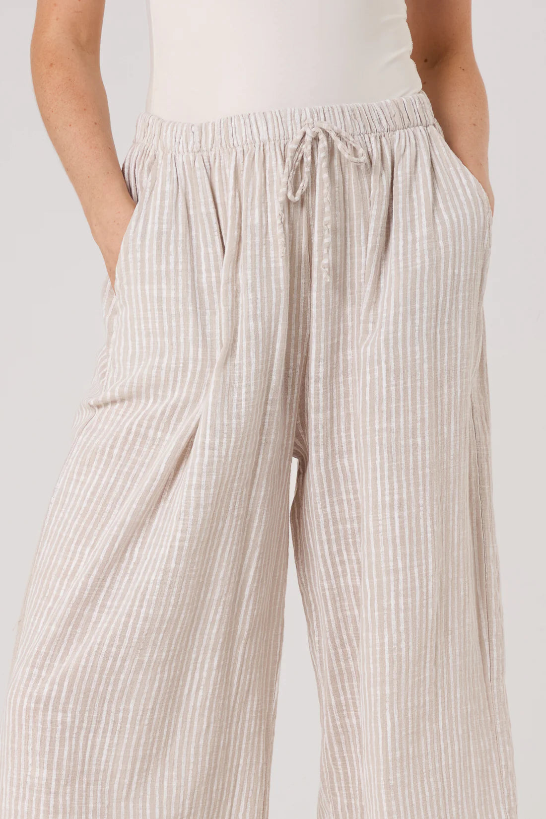 Simi Candy Stripe Cotton Wide Leg Trousers