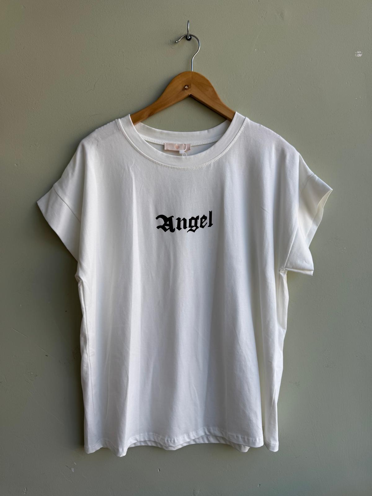 Angel Wings Diamanté Embellished T Shirt - Grey, Black Or White