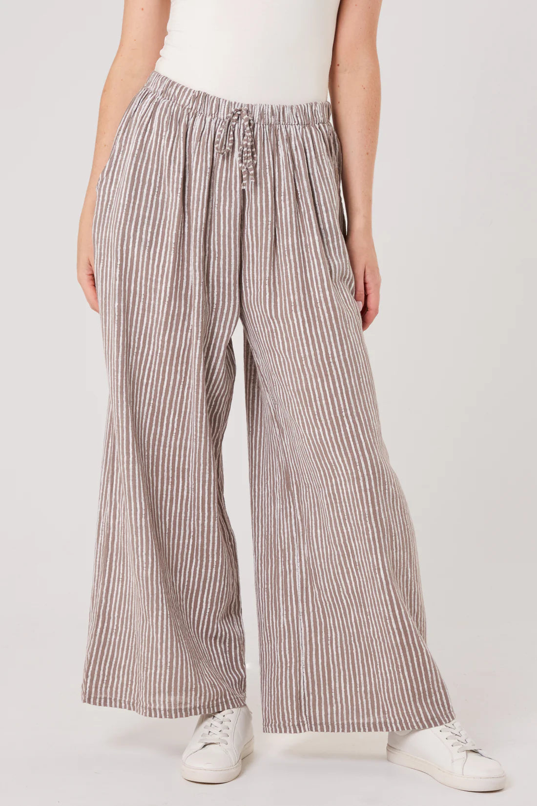 Simi Candy Stripe Cotton Wide Leg Trousers