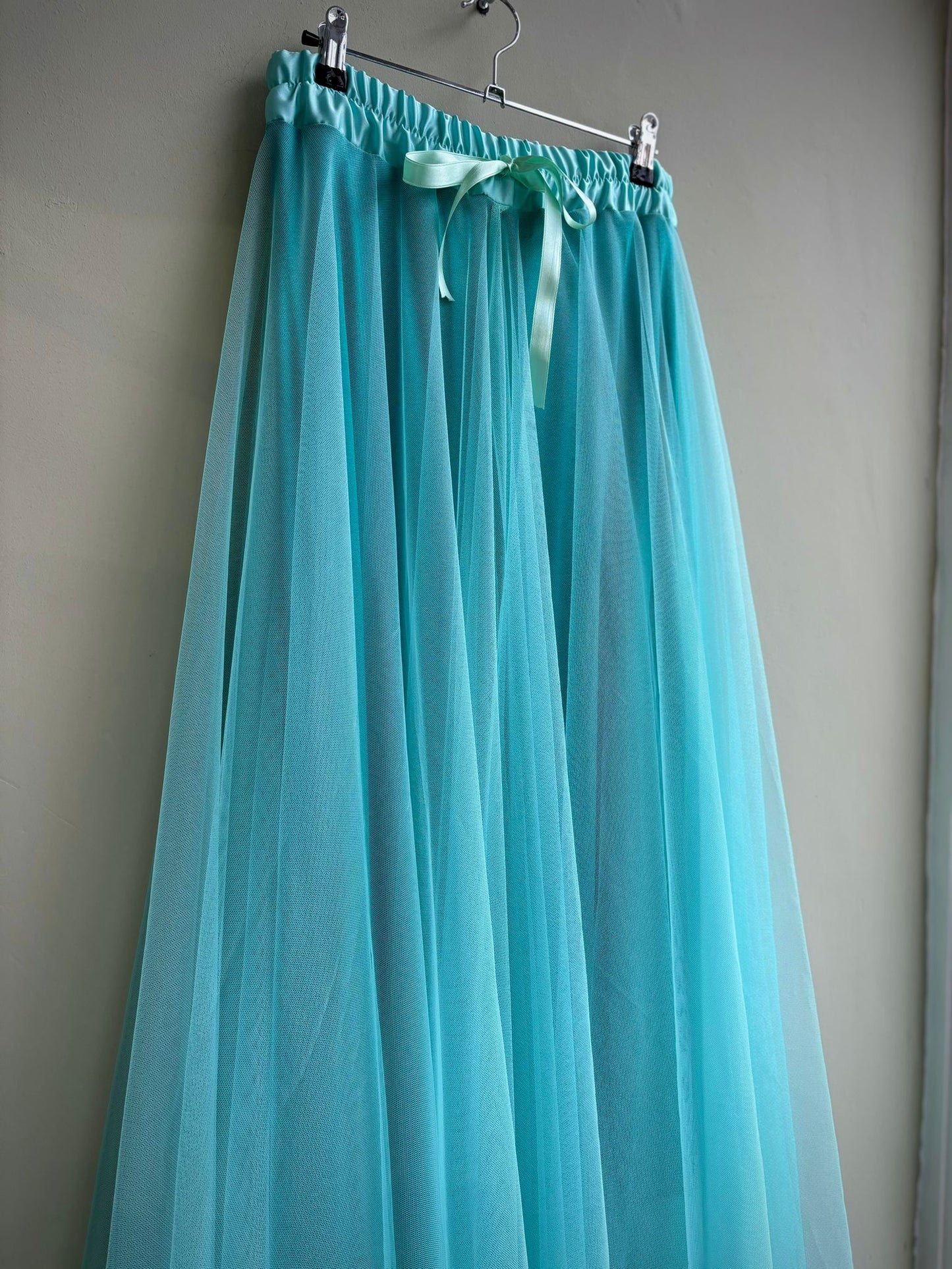 Long Net Tulle Petticoat Skirt aqua mint