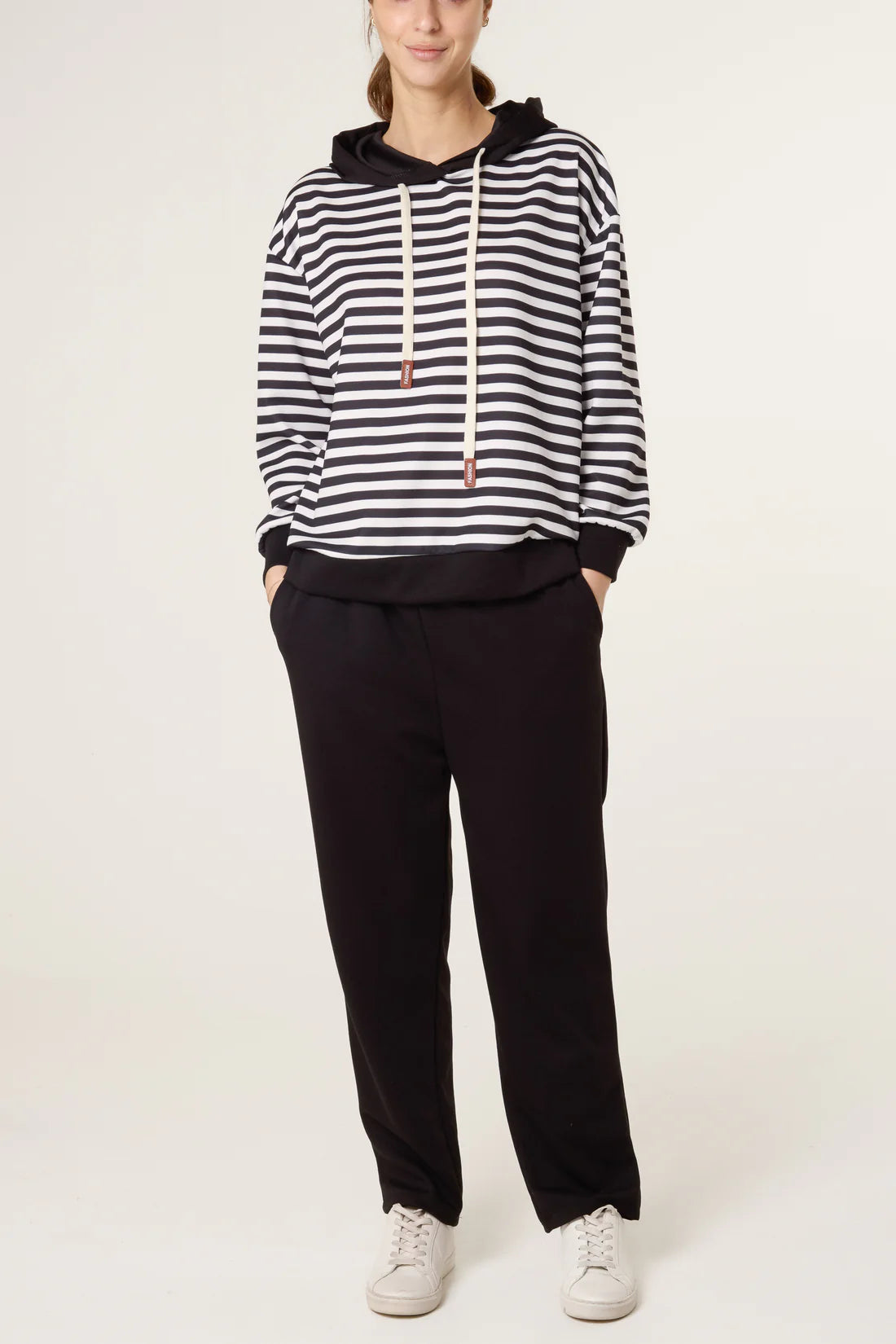 Honor Striped Scuba Hoodie Co-Ord - Black Or Navy