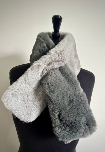 Beatrice Colour Block 2 Colour Faux Fur Collar Scarf - 7 Variants