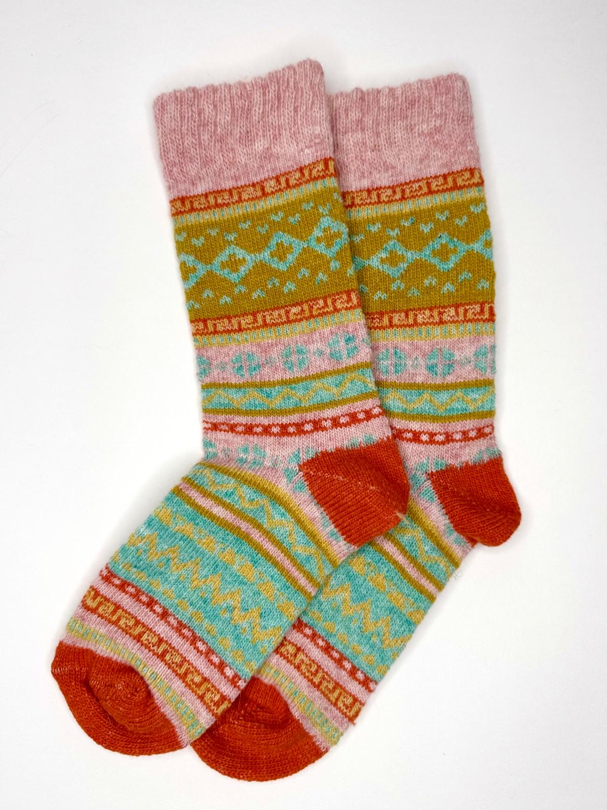 Hygge Cosy Alpaca Blend Fairisle Style Socks - 5 Colours