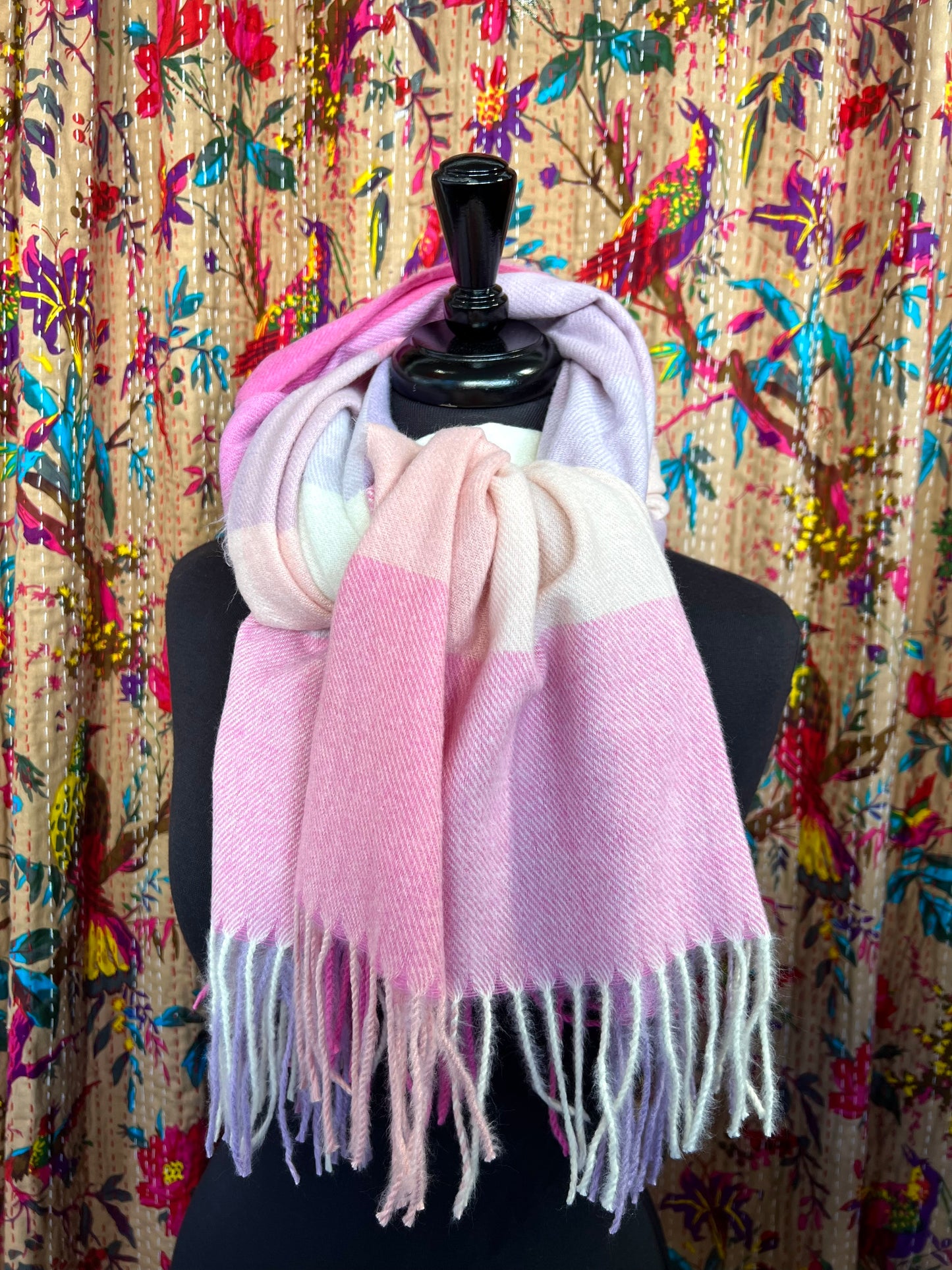 Sugar Plum Fairy Pink & Lilac Checked Blanket Scarf