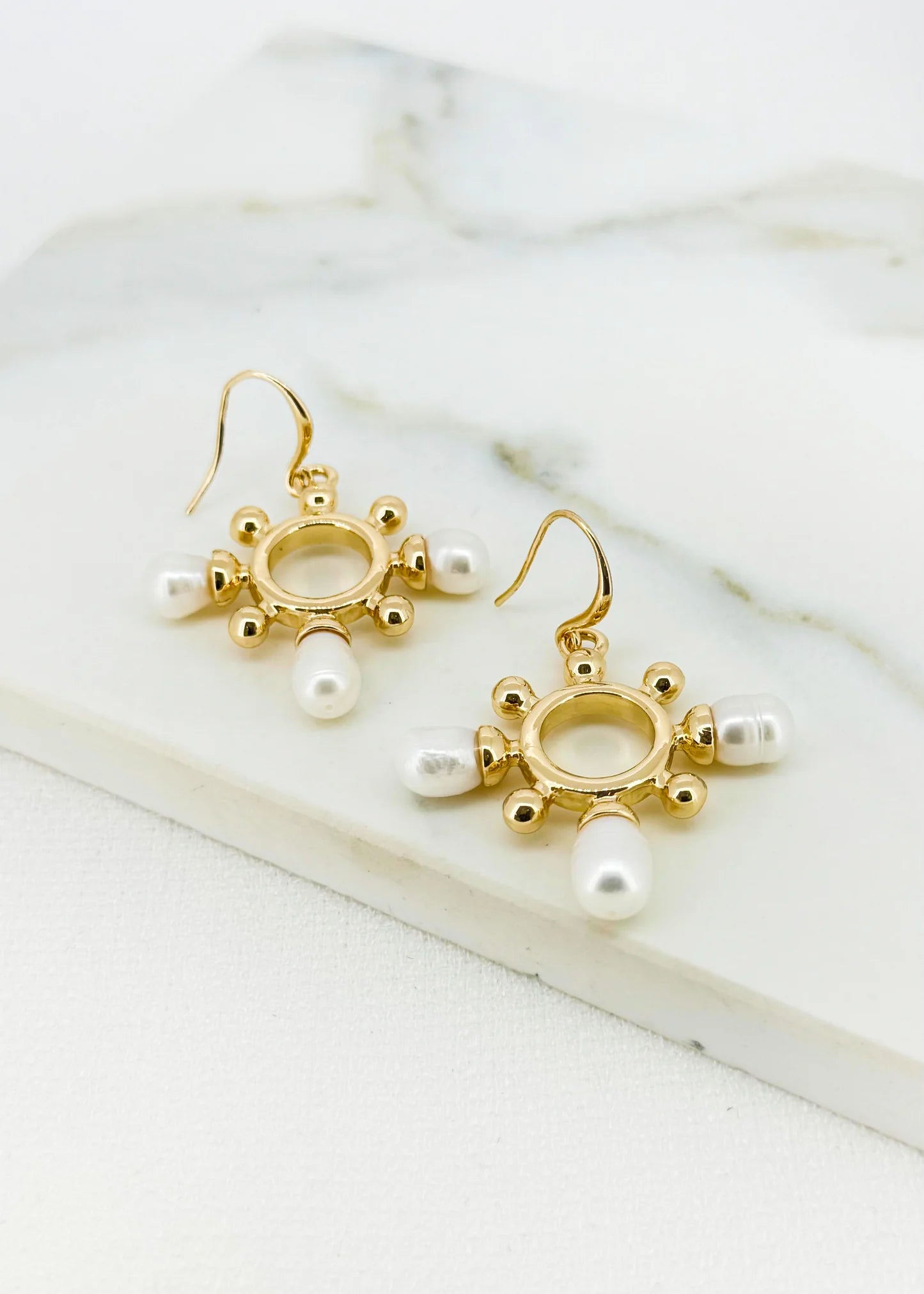 Envy Jewellery Faux Gold Or Silver & Pearl Baroque Style Dropper Earrings
