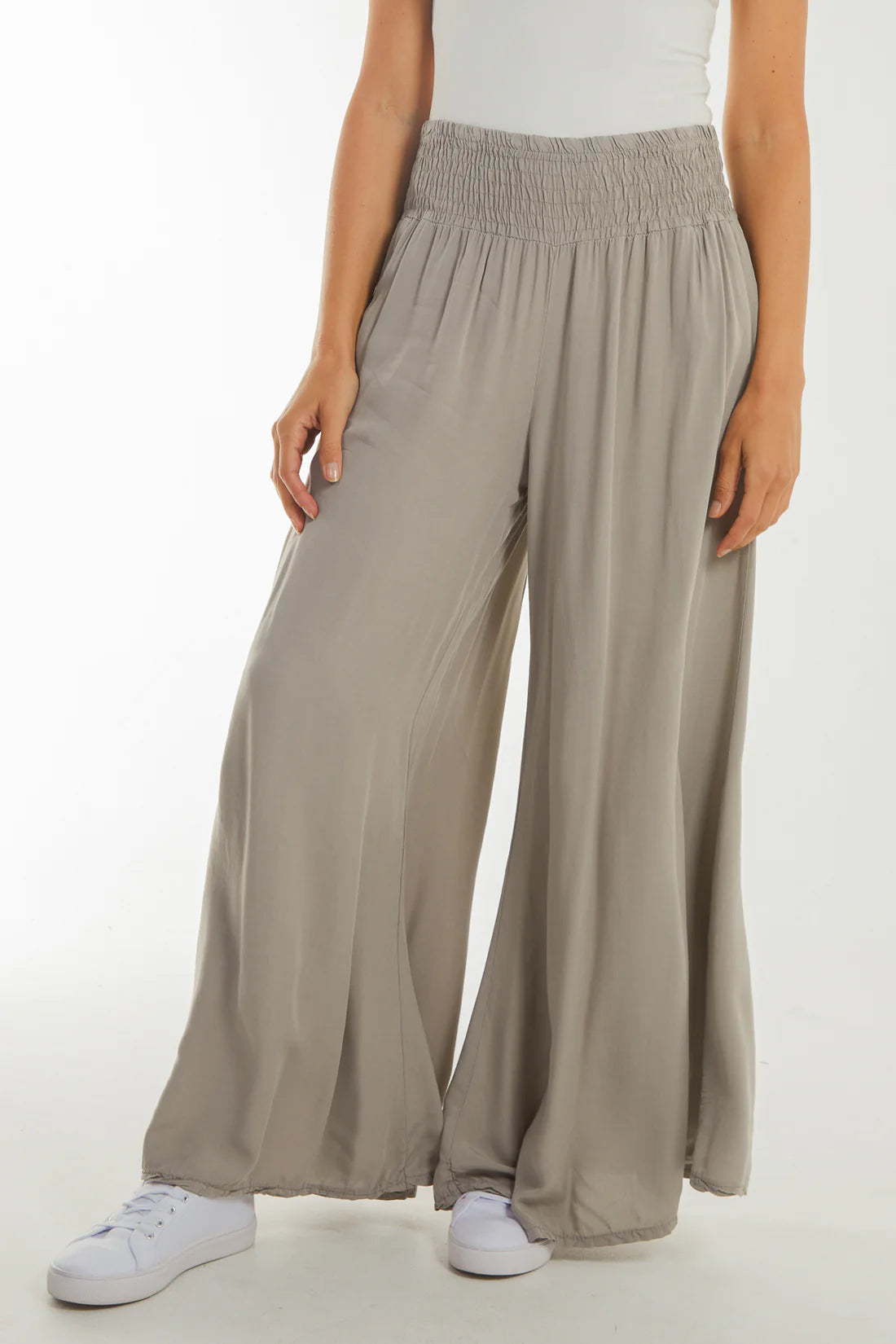 Sarah Deep Shirred Waistband Floaty Wide Leg Trousers - 4 Colours