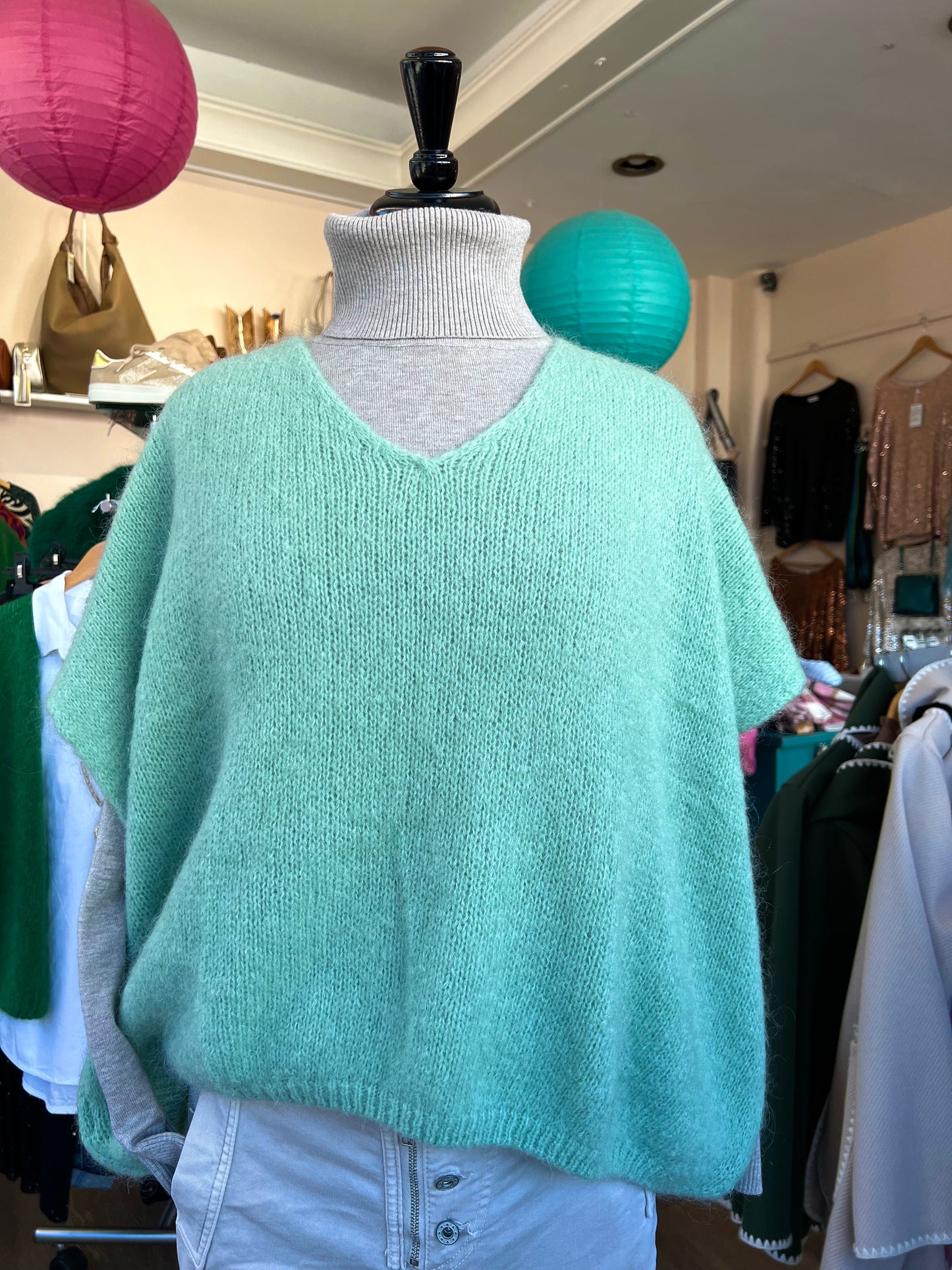 Eleanor Slouchy Mohair Mix Slouchy Tank Top - Light Sage Green