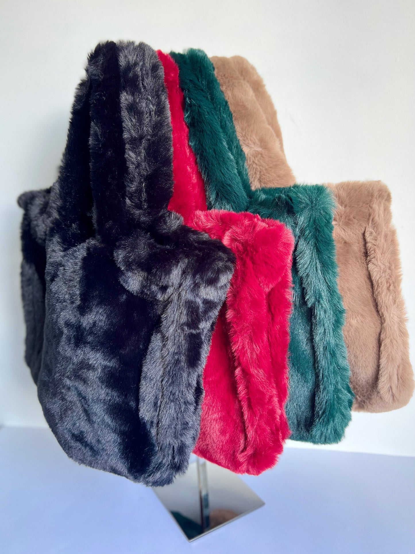 Faux Fur Rectangular Tote Bag - 4 Colours