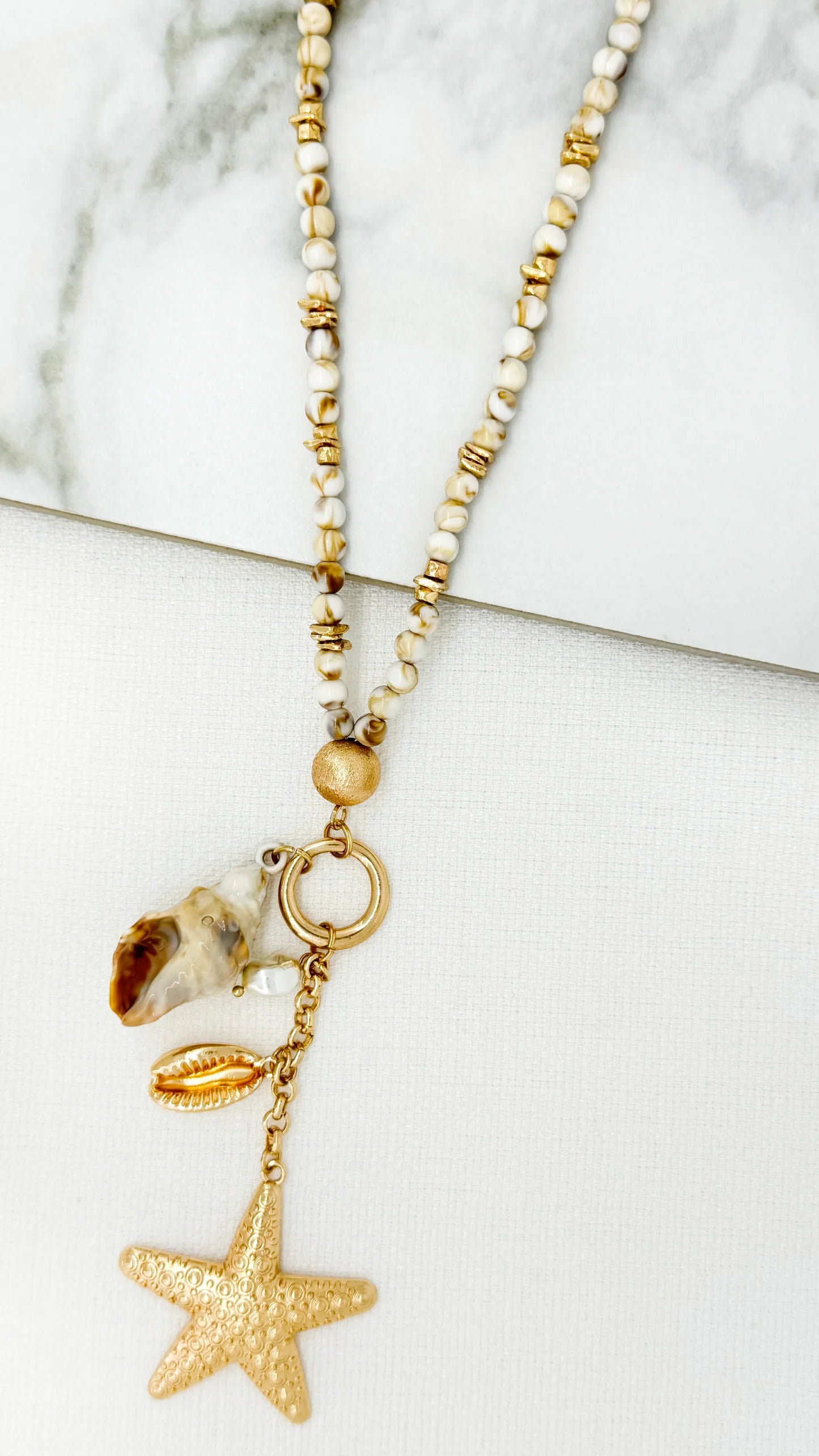 Envy Jewellery Long Coastal Shell Charm Necklace