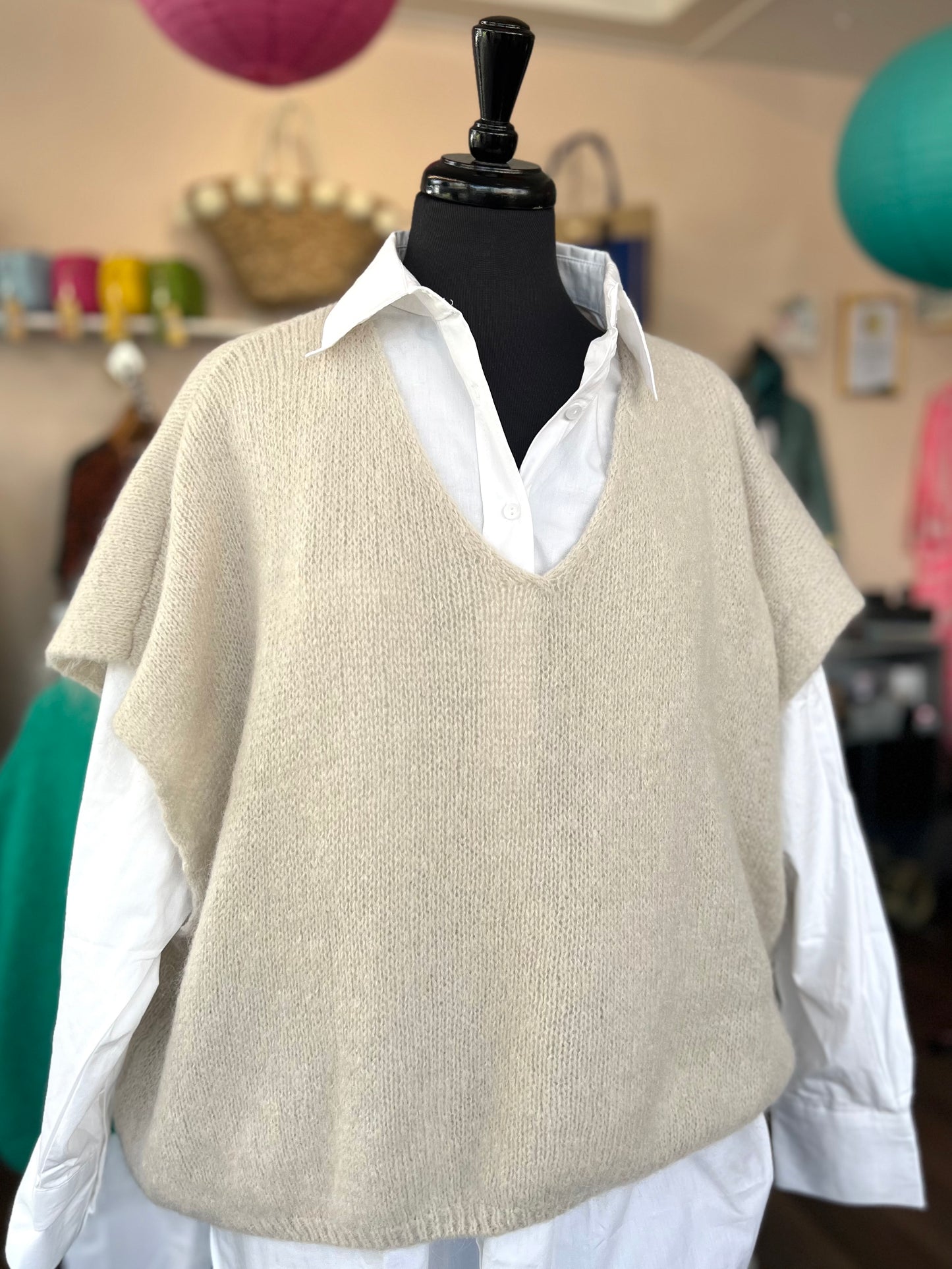 Eleanor Mohair Mix Slouchy Tank Top - Creamy Oatmeal