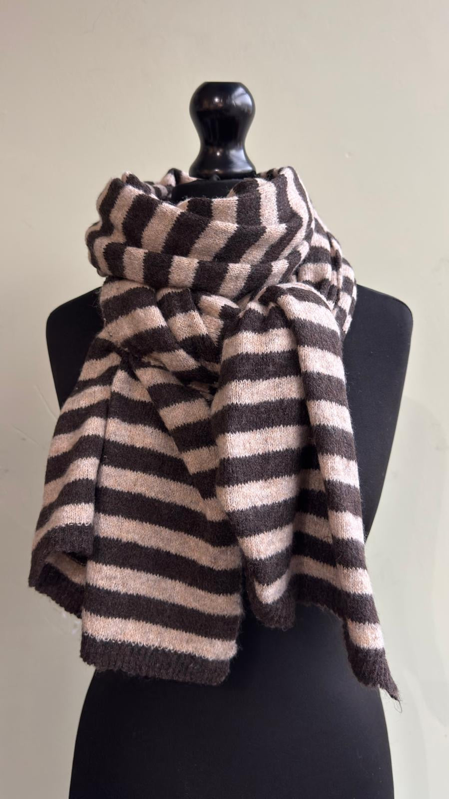 Cosy Striped Wool Blend Scarf