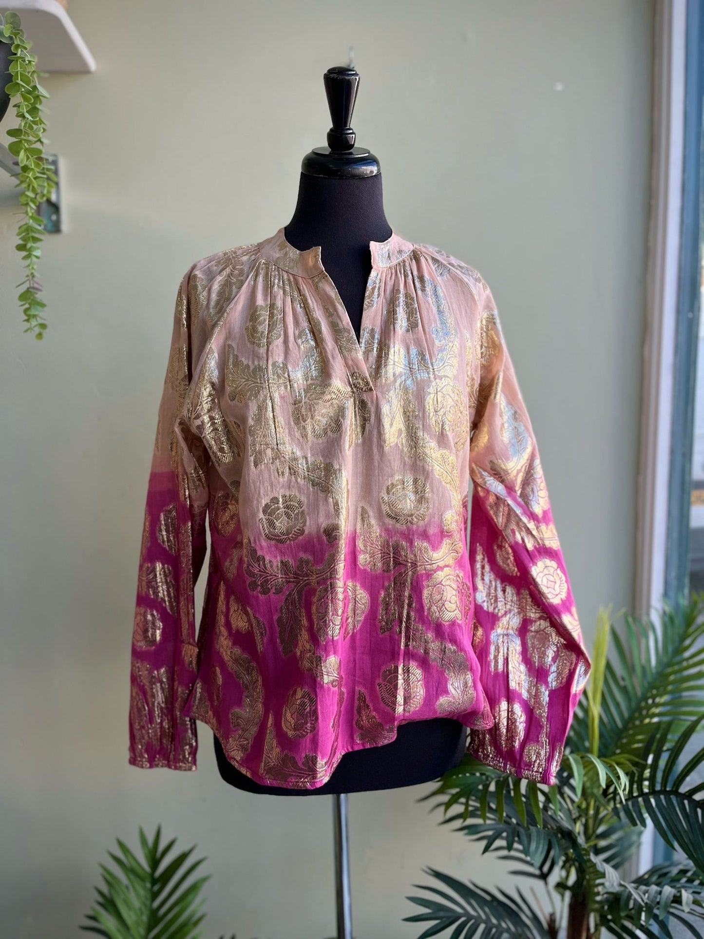 Iris Boho Metallic Weave Ombre Blouse - 2 Colours