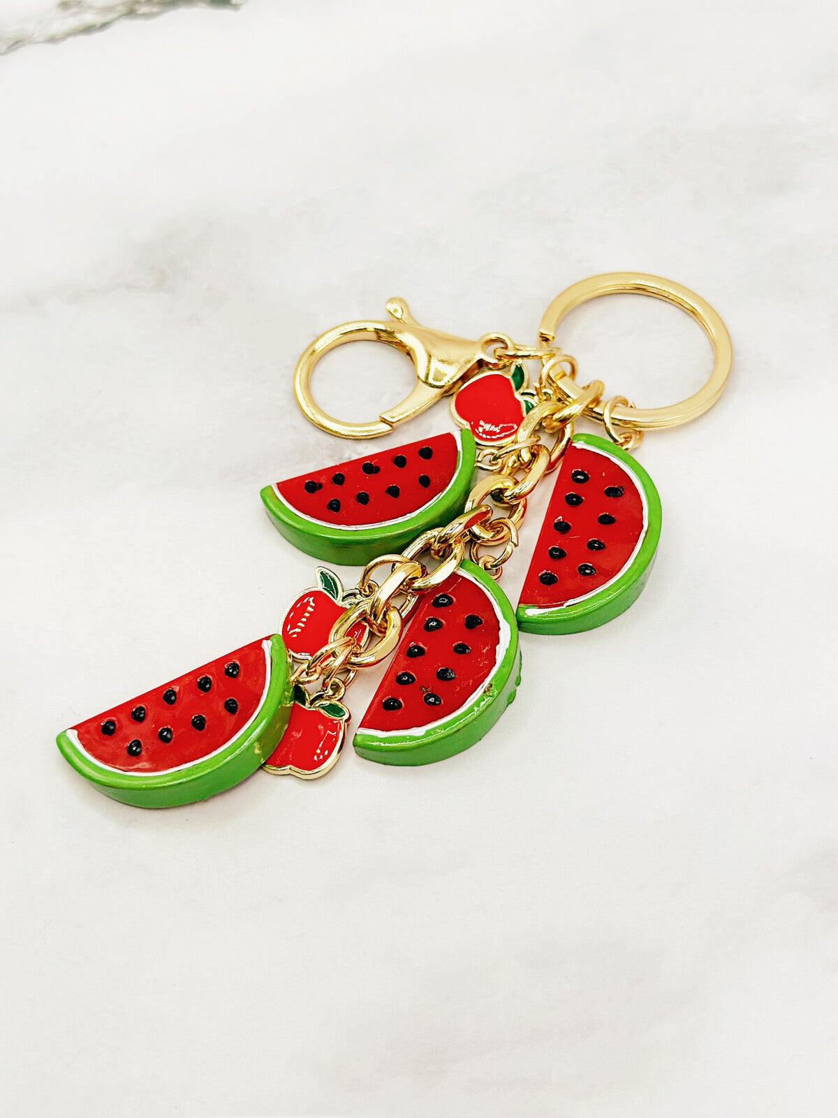 Watermelon & Apple Charms Key Ring Bag Charm