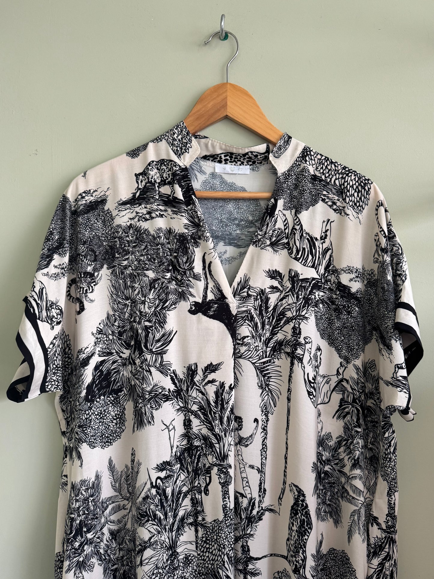 Anya Cream & Black Toile Du Jouy Safari Print Loose Maxi Dress