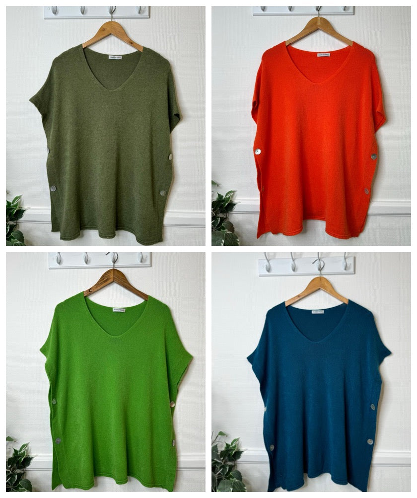 Jessica Side Button Tank Top/Poncho - Assorted Colours