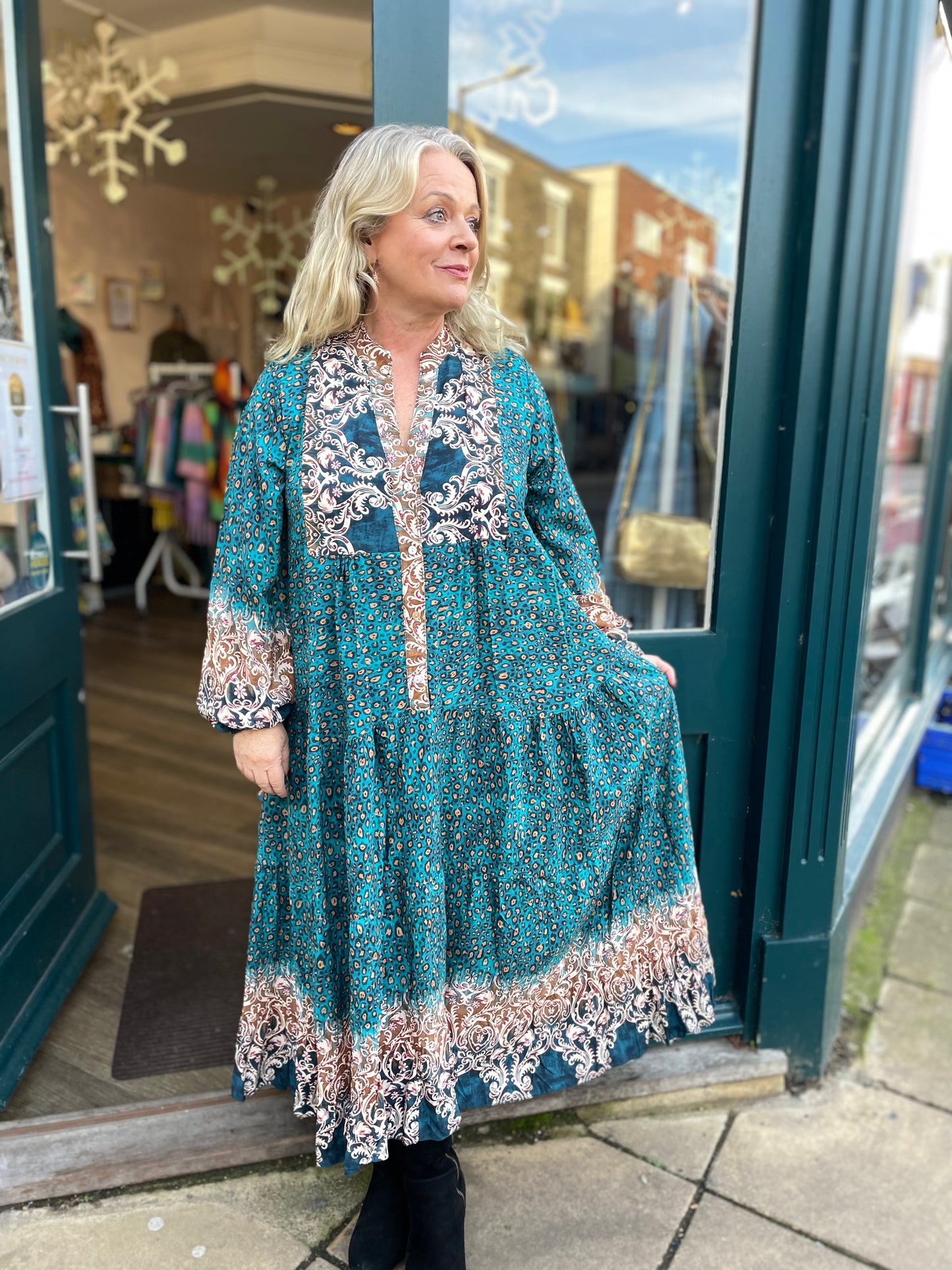 Melanie Paisley Print Mix Loose Tiered Dress - 2 Colours
