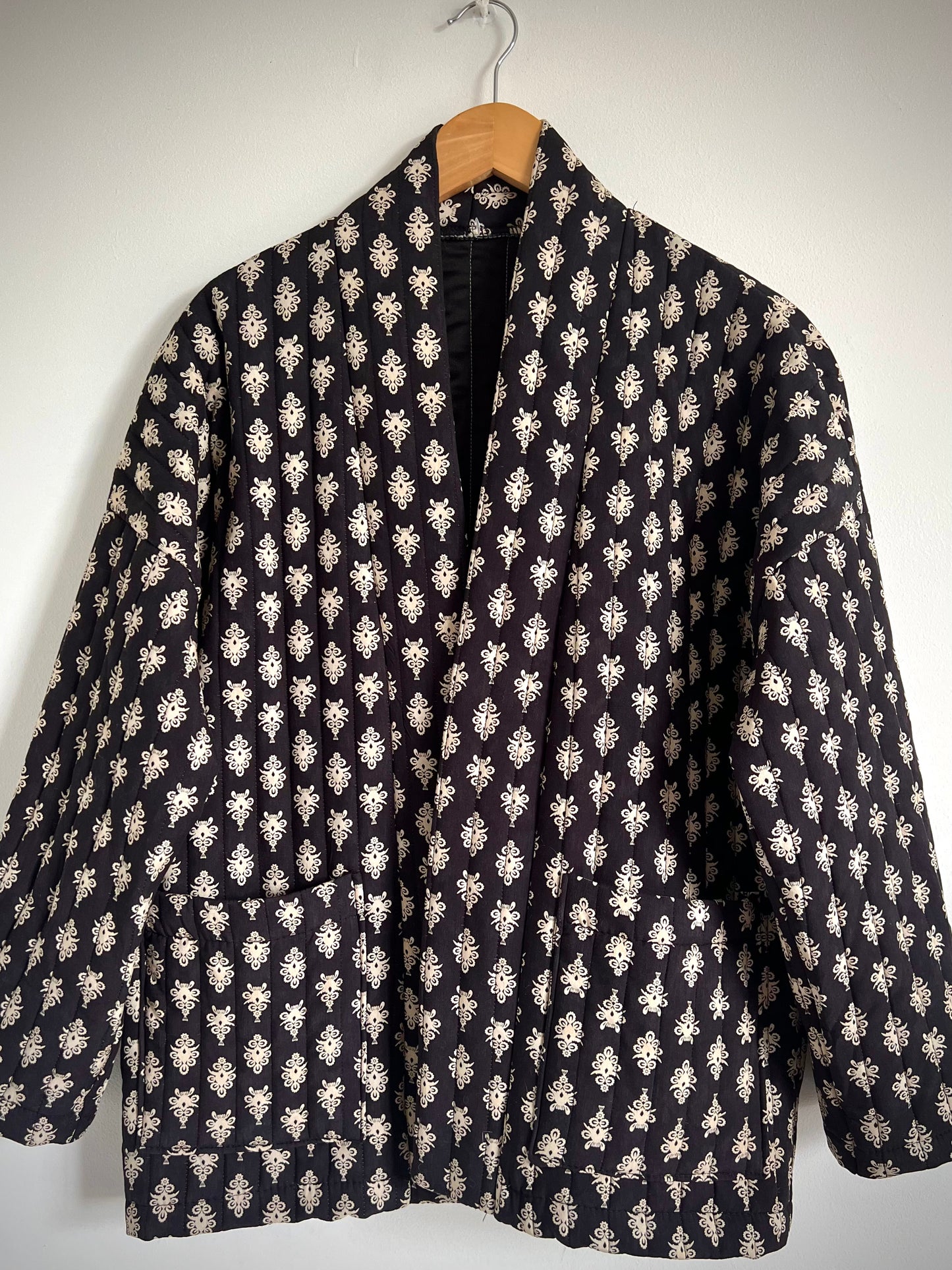 Hannah Black & Cream Paisley Print Indian Style Quilted Jacket