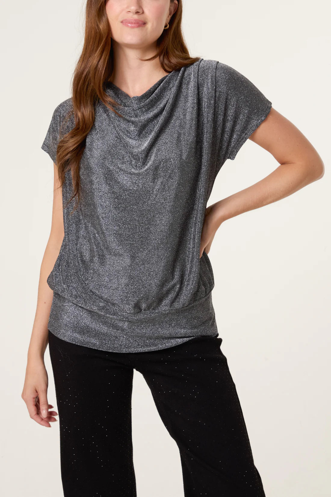 Silver Shimmer Lurex Top