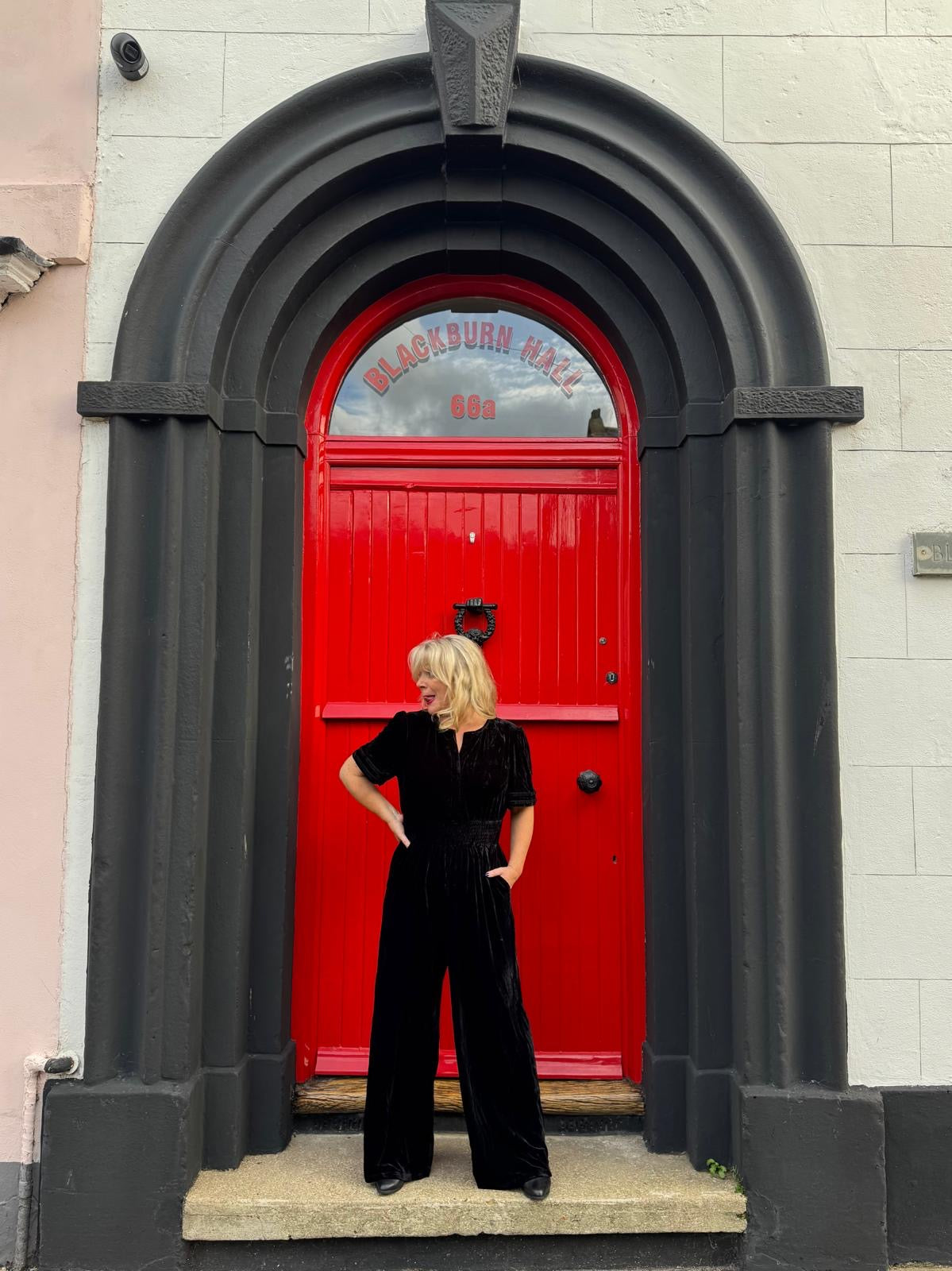 Portia Black Wide Leg Velvet Jumpsuit