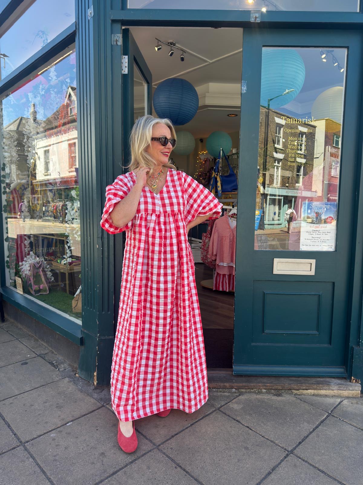 Sindy Loose Gingham Maxi Dress