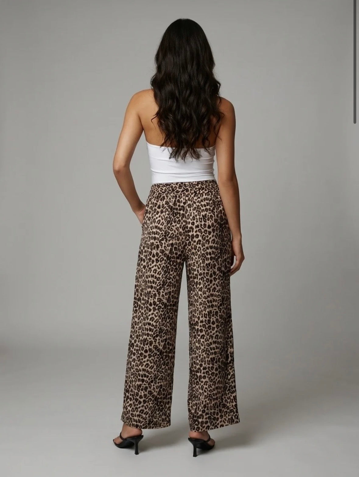 Melanie Wide Leg Leopard Print Trousers