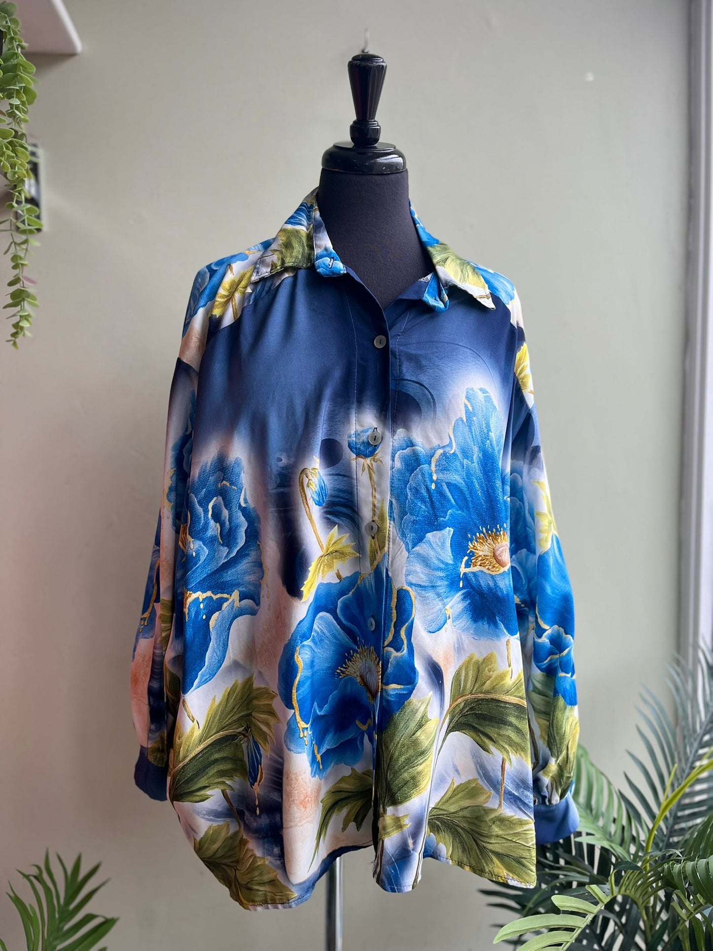 Tamarisk Curve Tropical Floral Print Shirt - Orange Or Blue